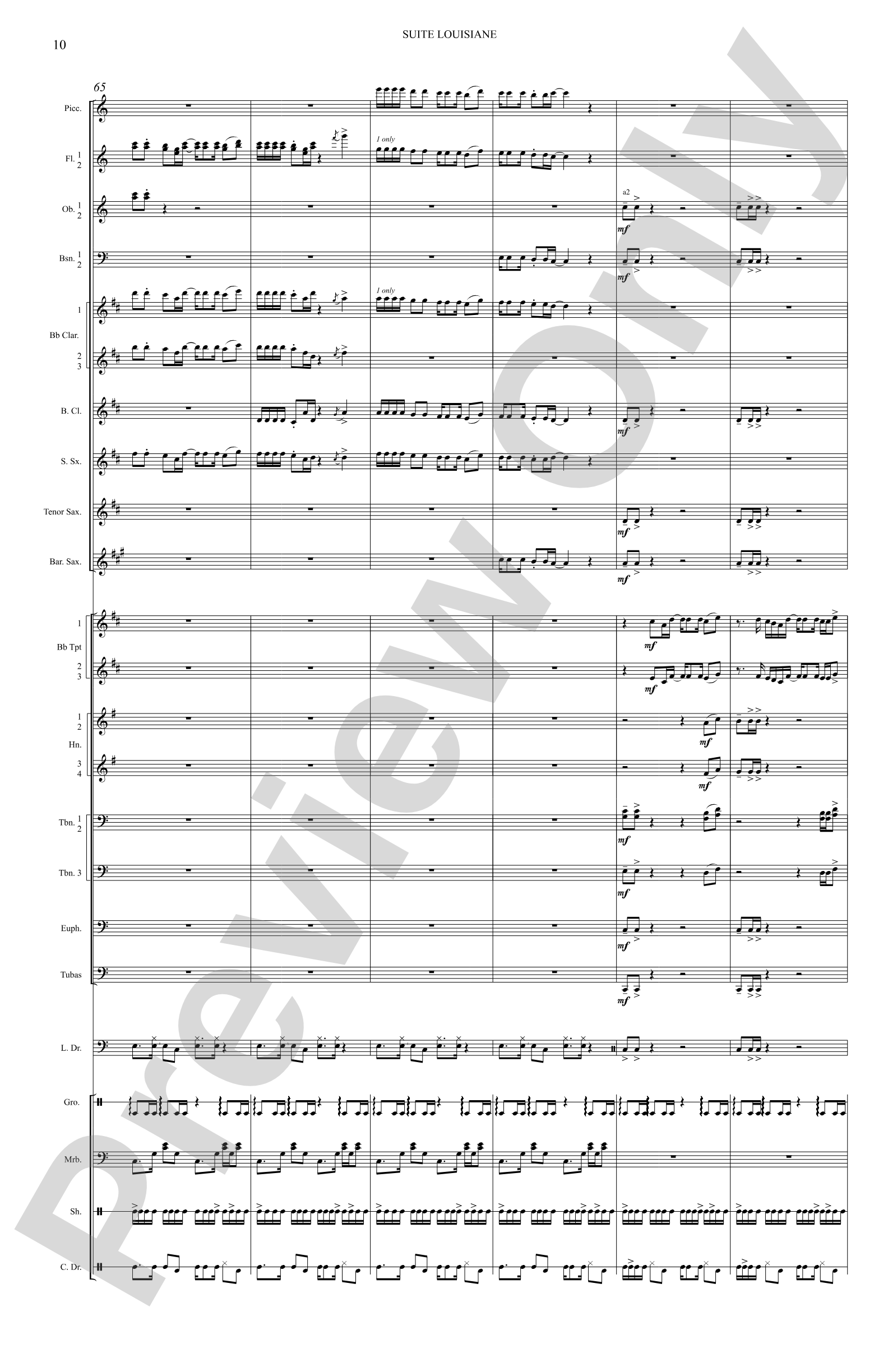 Suite Louisiane: Score