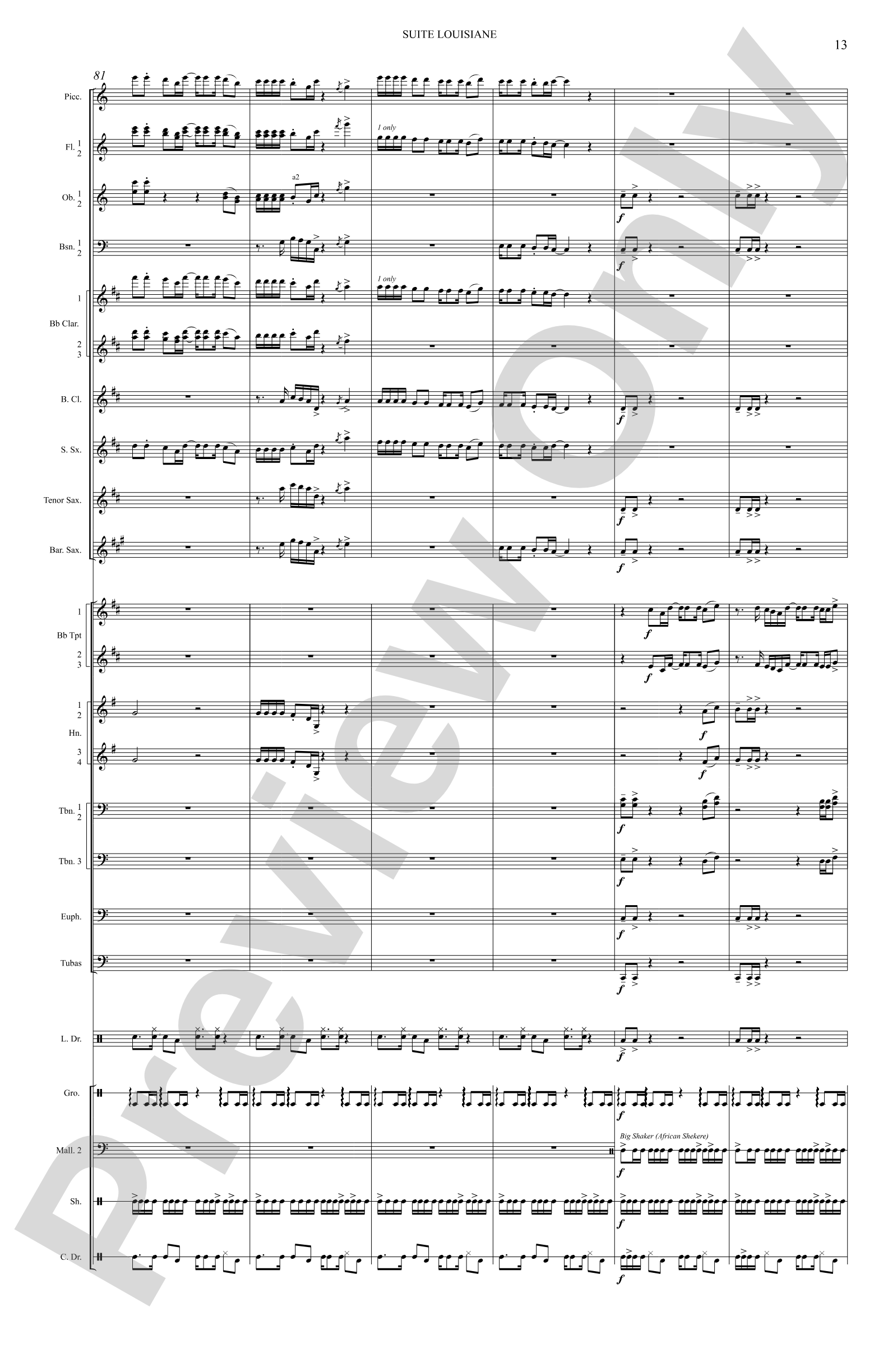 Suite Louisiane: Score