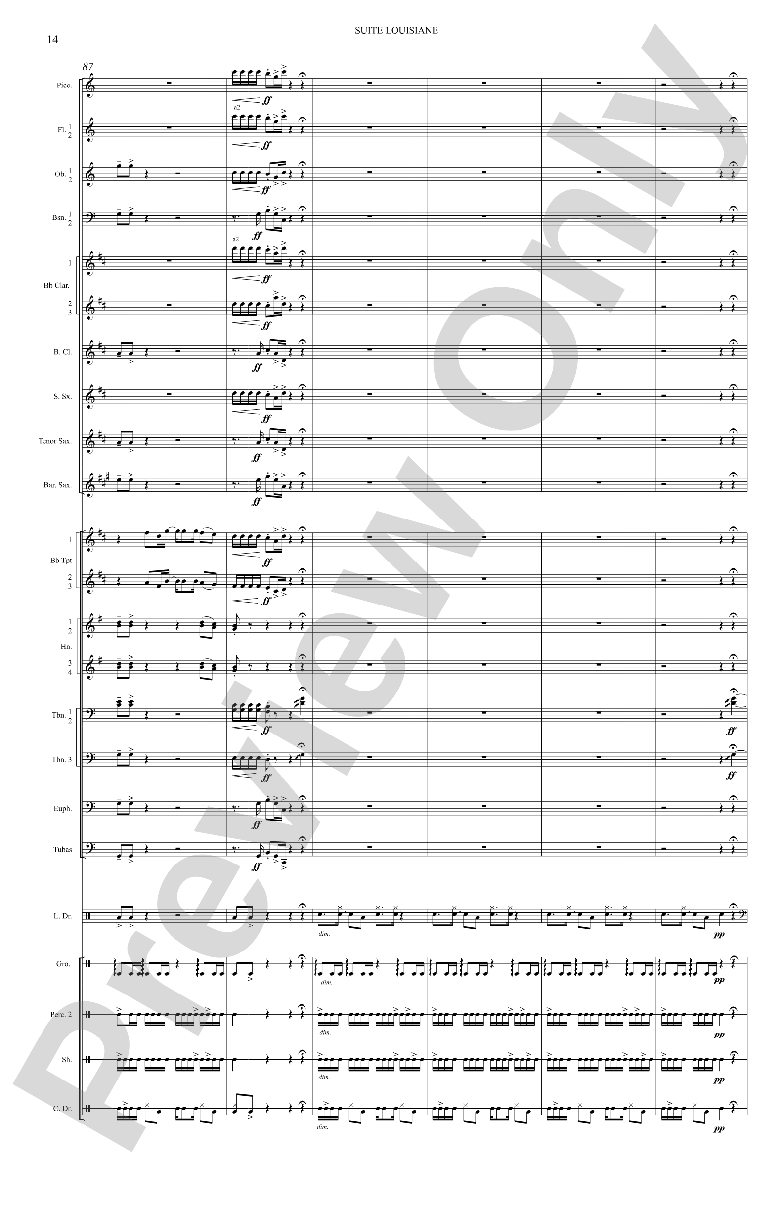 Suite Louisiane: Score