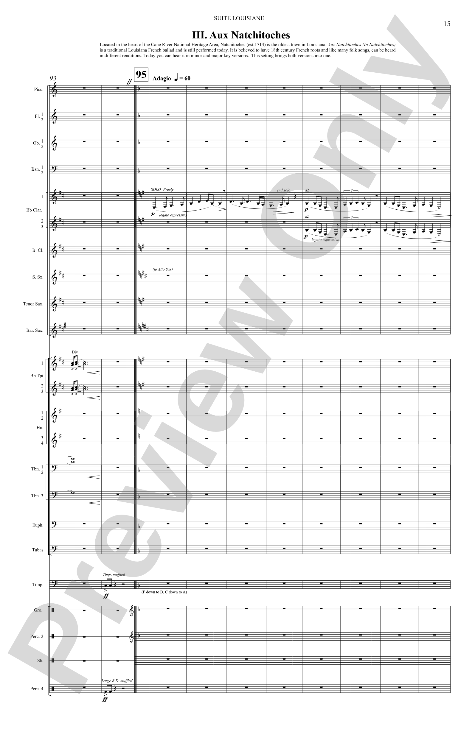 Suite Louisiane: Score