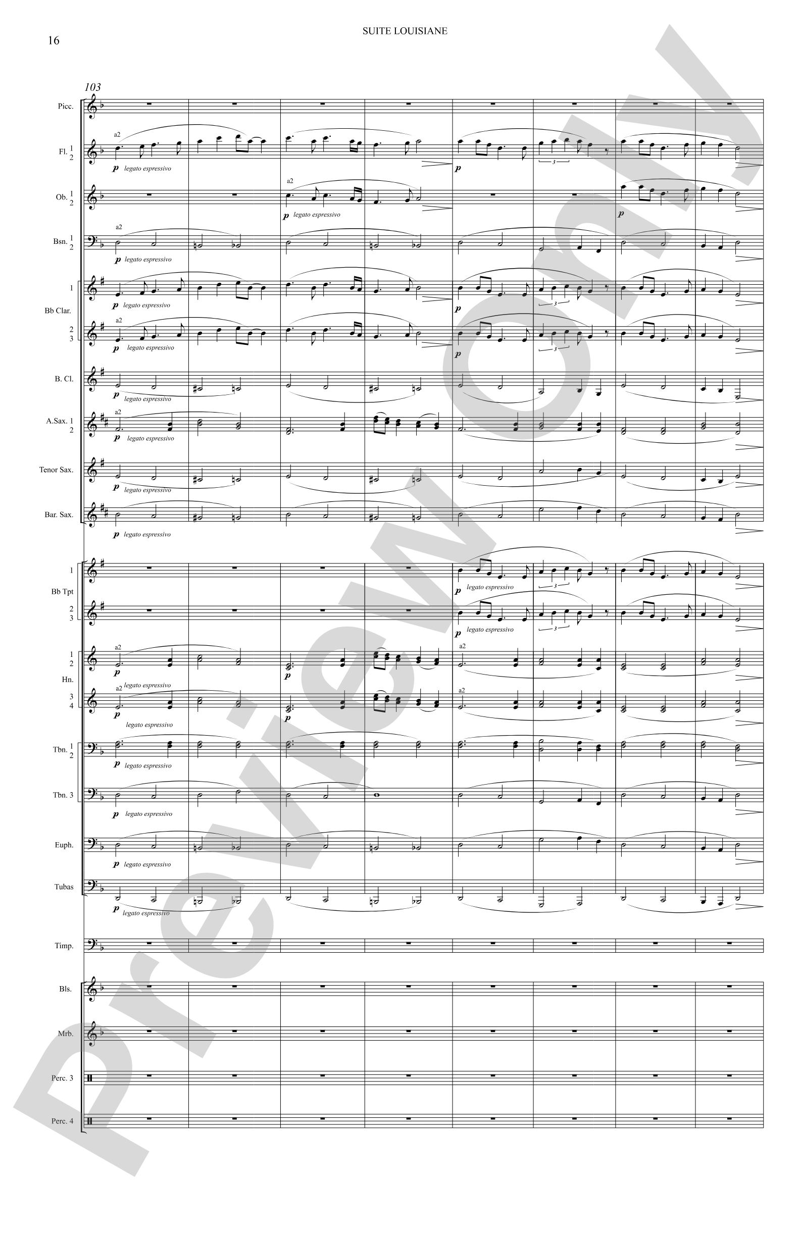 Suite Louisiane: Score