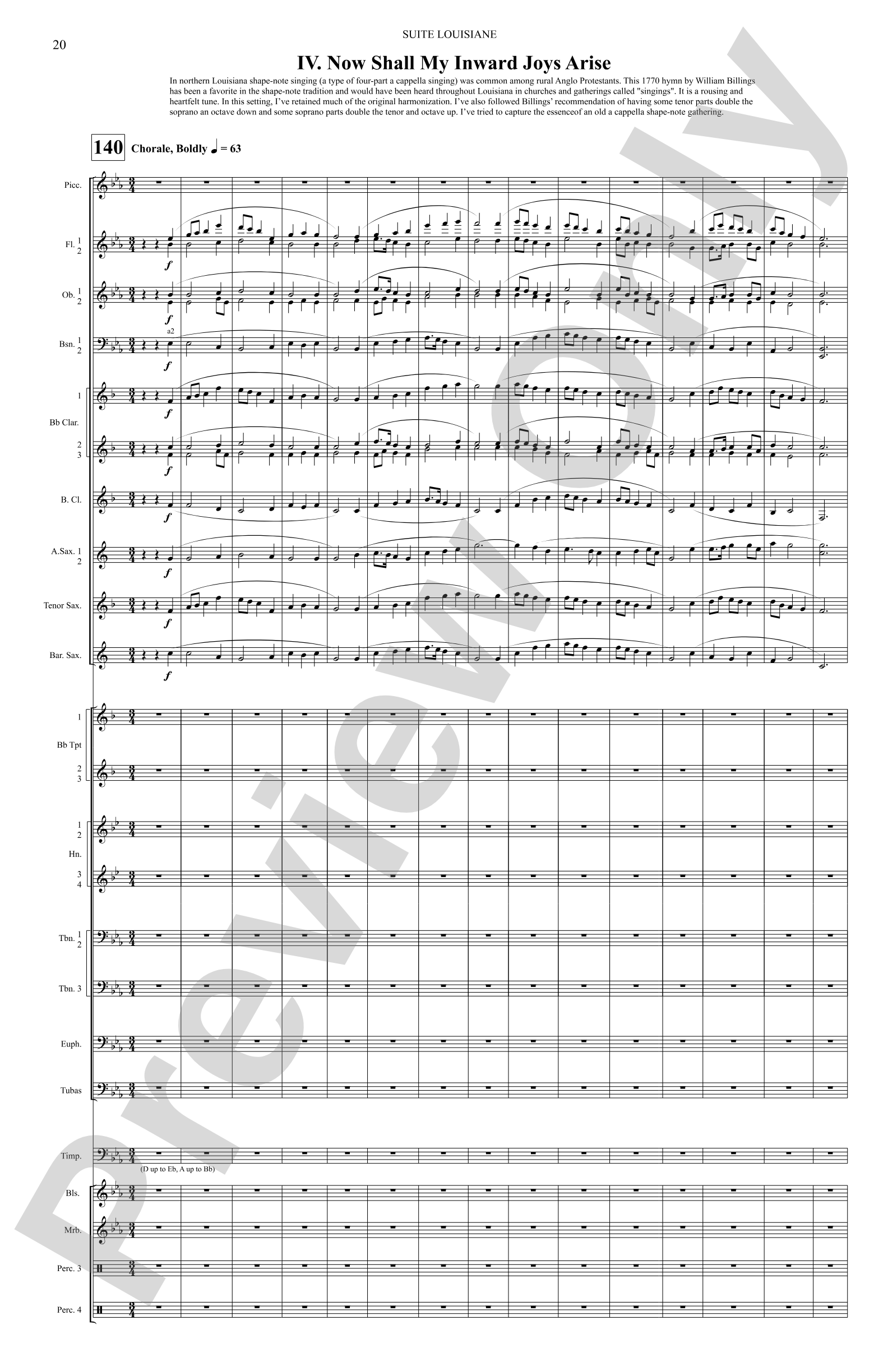 Suite Louisiane: Score