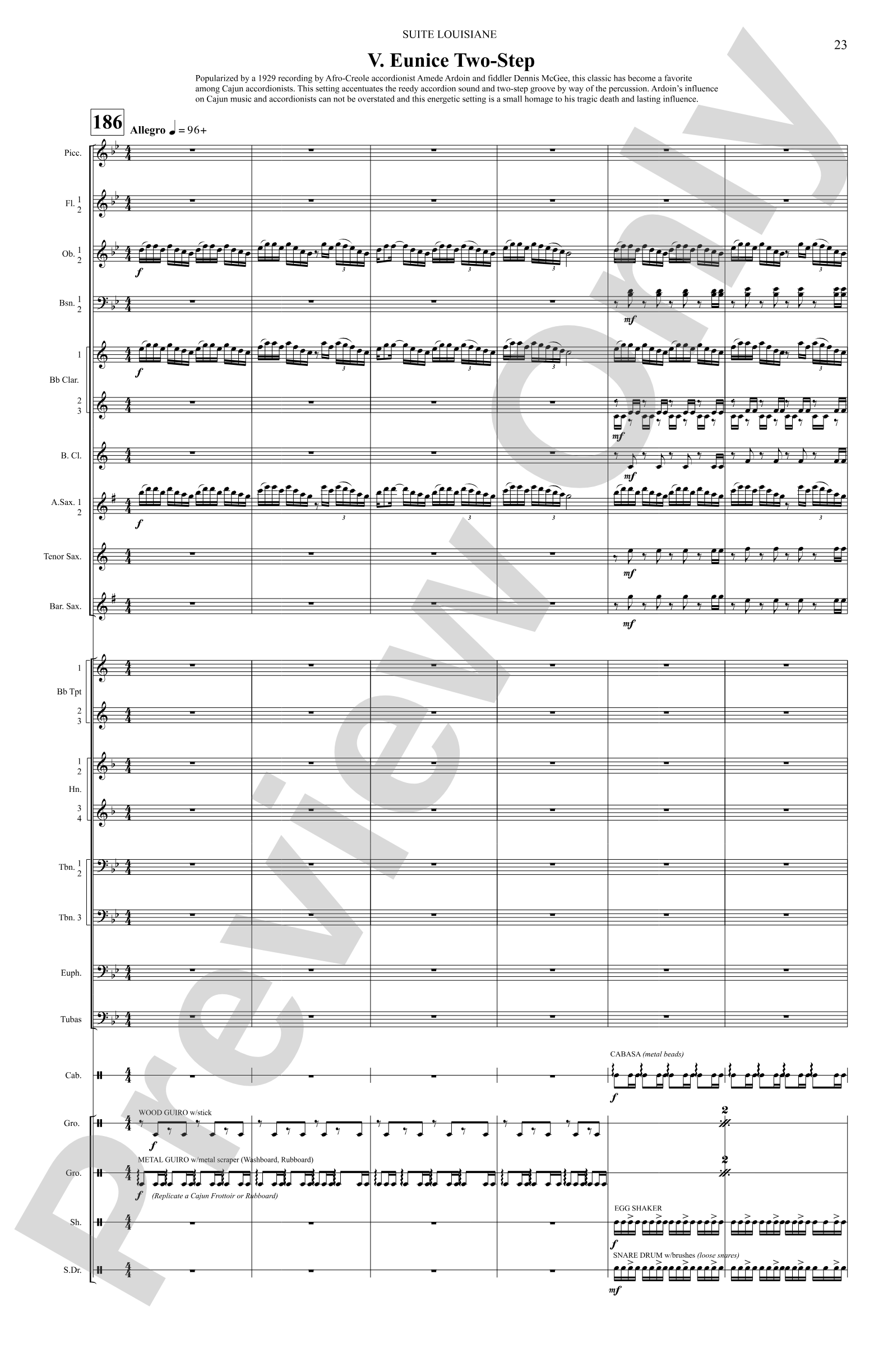 Suite Louisiane: Score