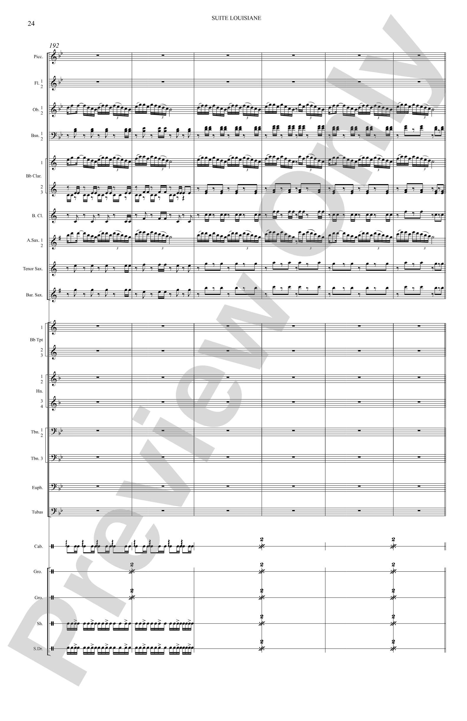 Suite Louisiane: Score