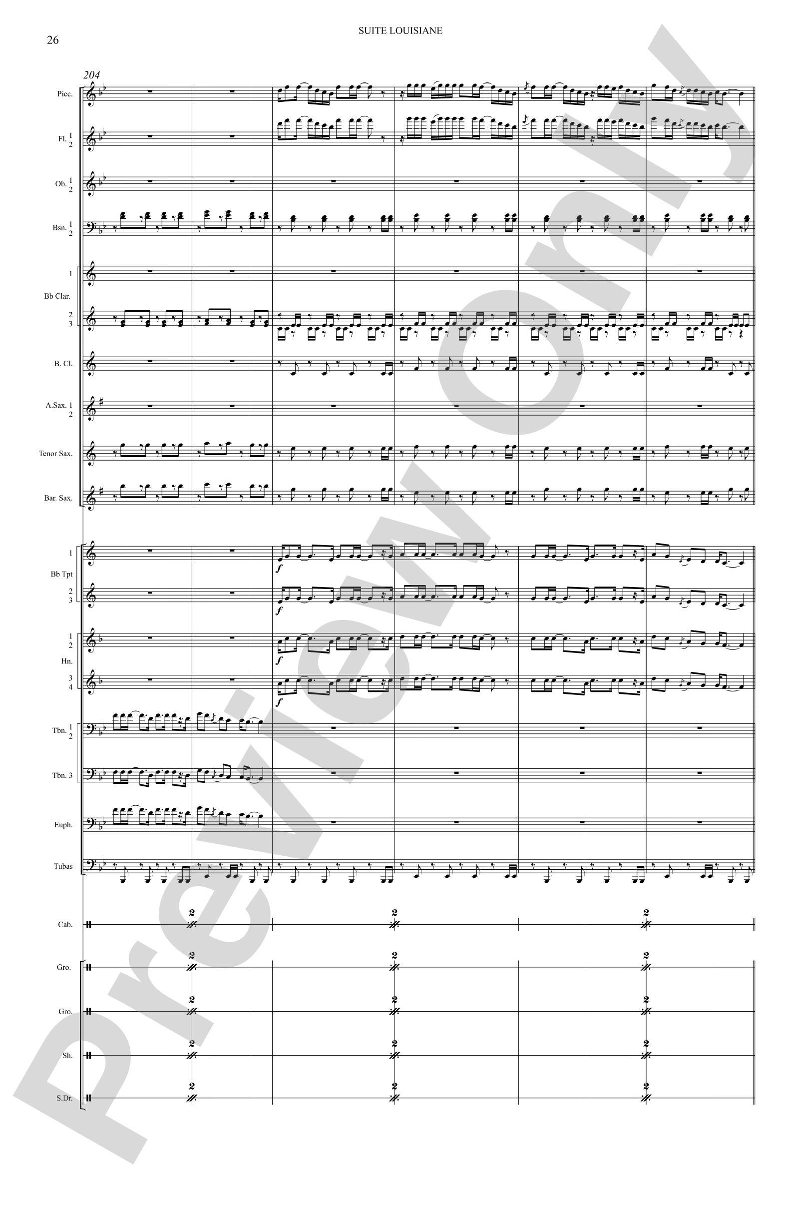 Suite Louisiane: Score