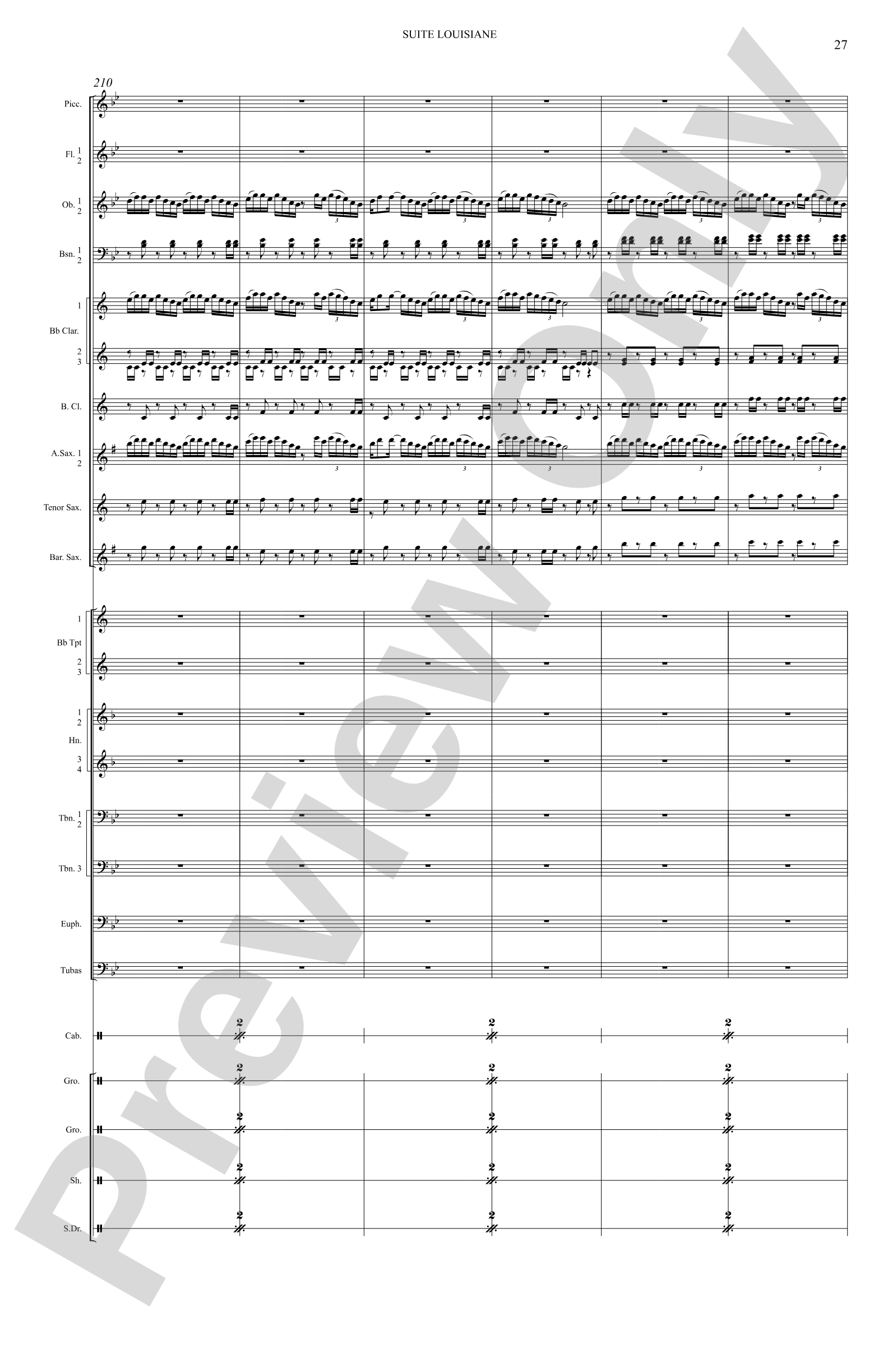 Suite Louisiane: Score