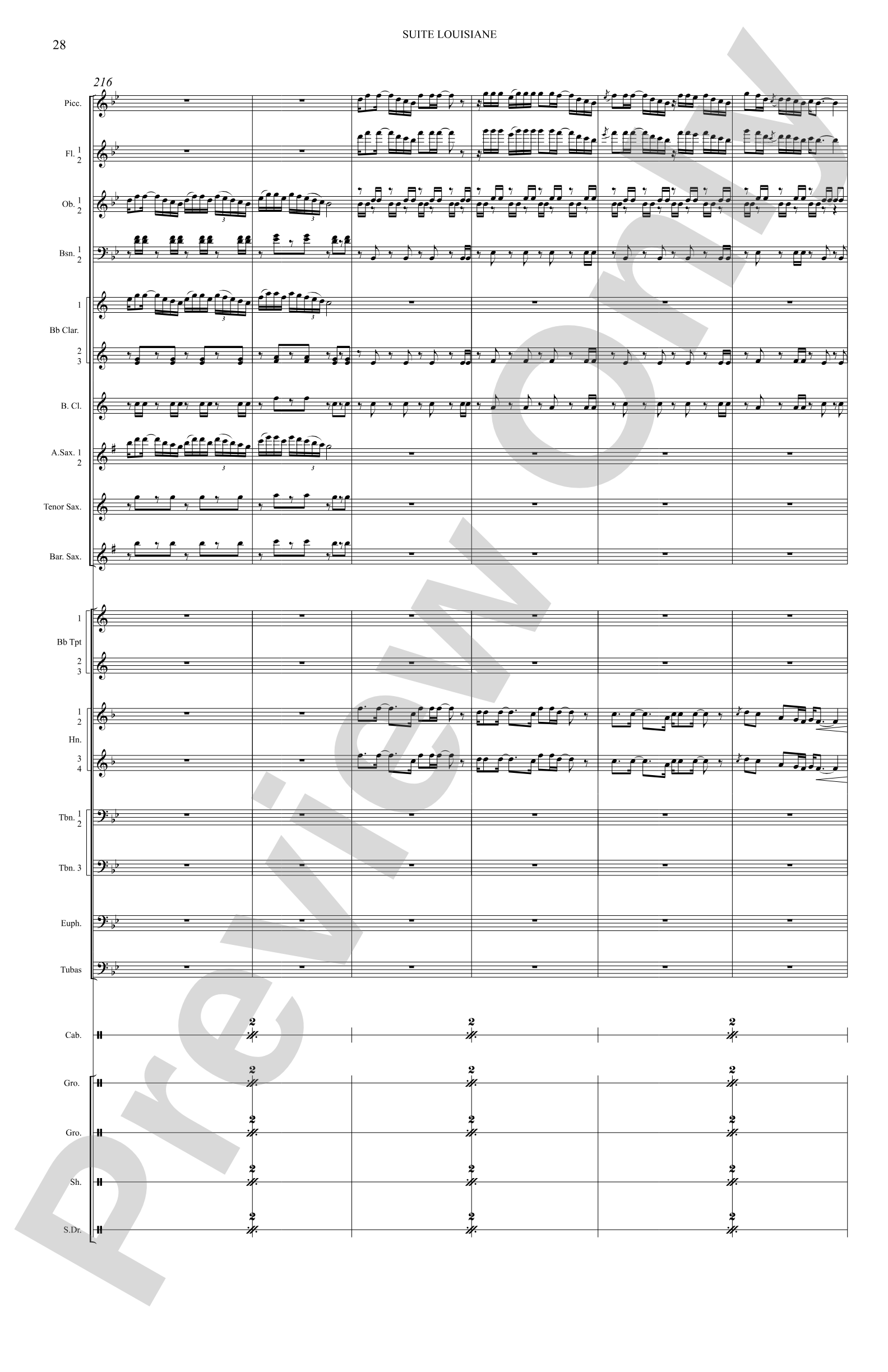 Suite Louisiane: Score