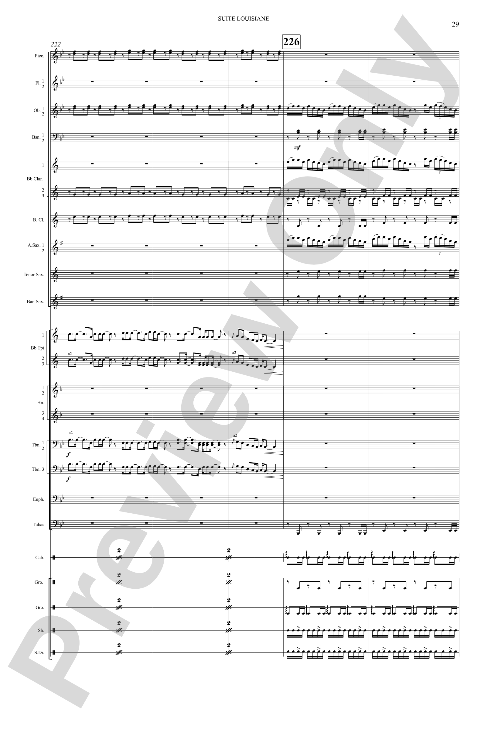 Suite Louisiane: Score