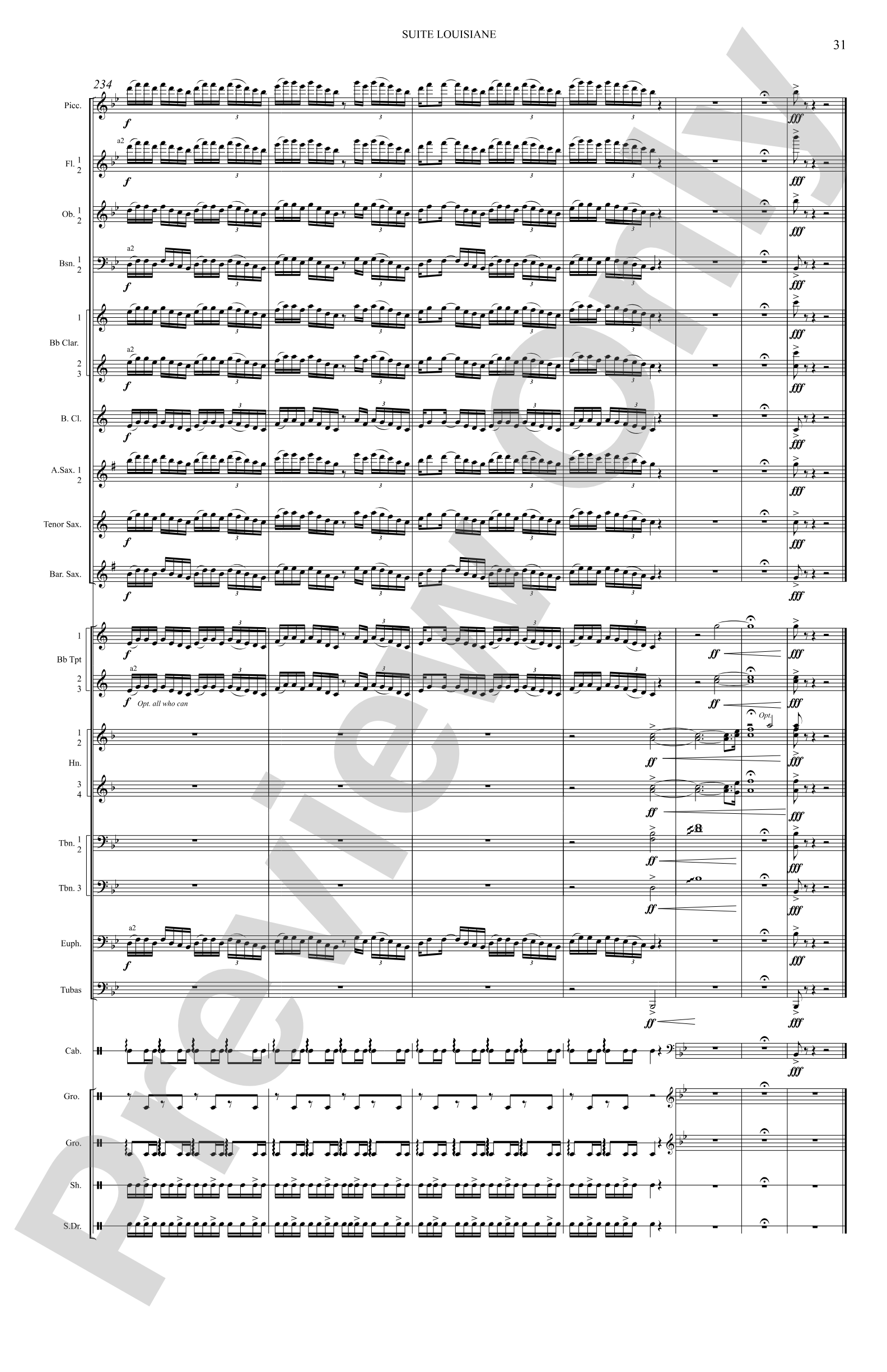 Suite Louisiane: Score