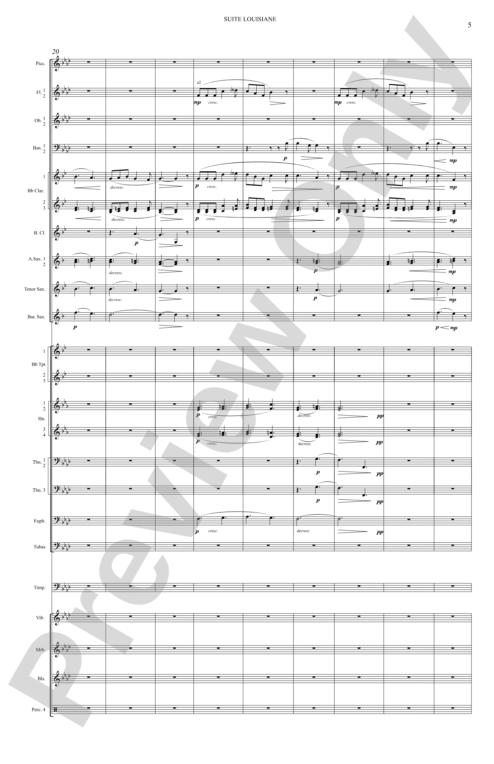 Suite Louisiane: Score