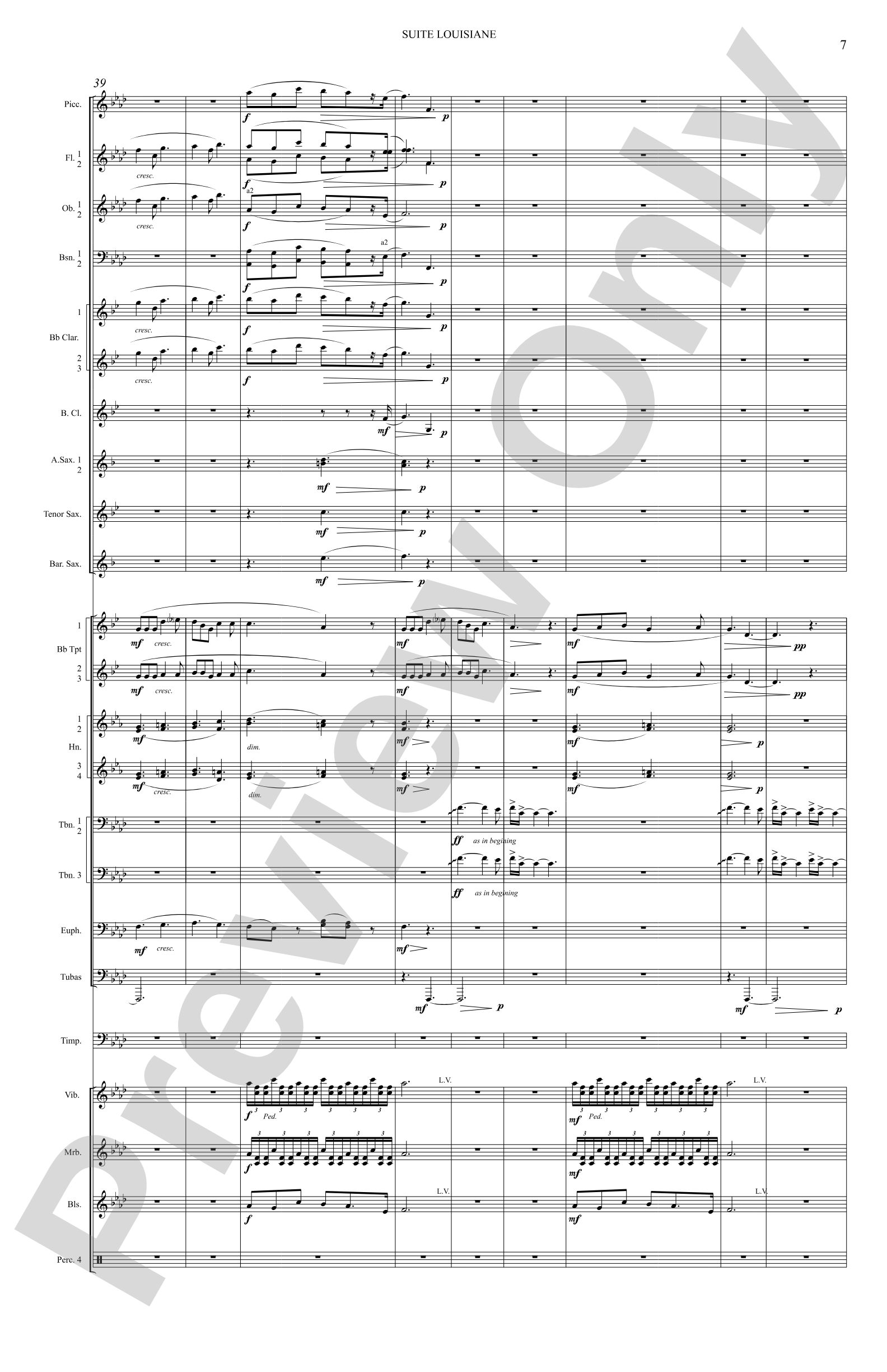 Suite Louisiane: Score