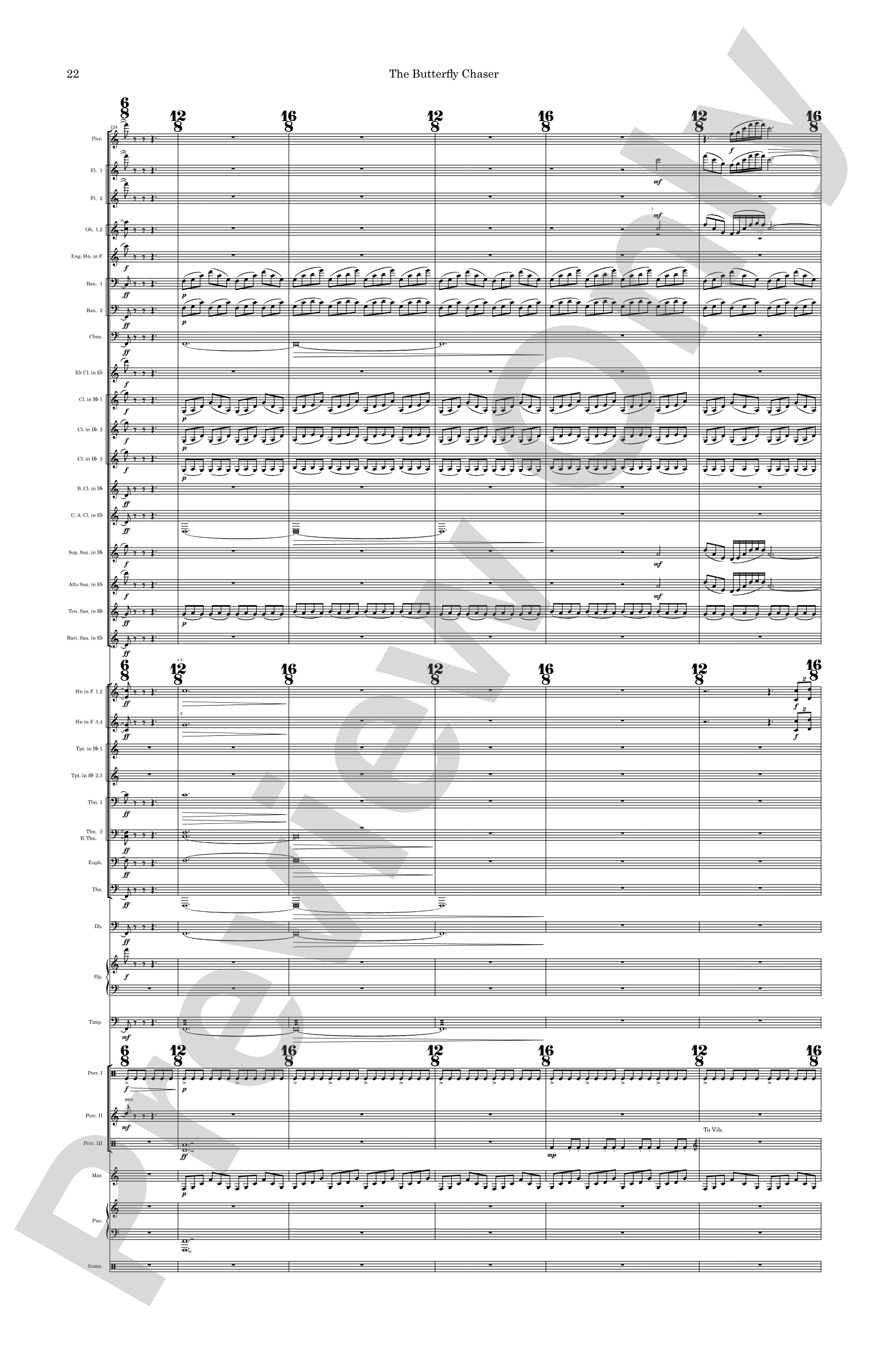 The Butterfly Chaser: Concert Band Conductor Score & Parts