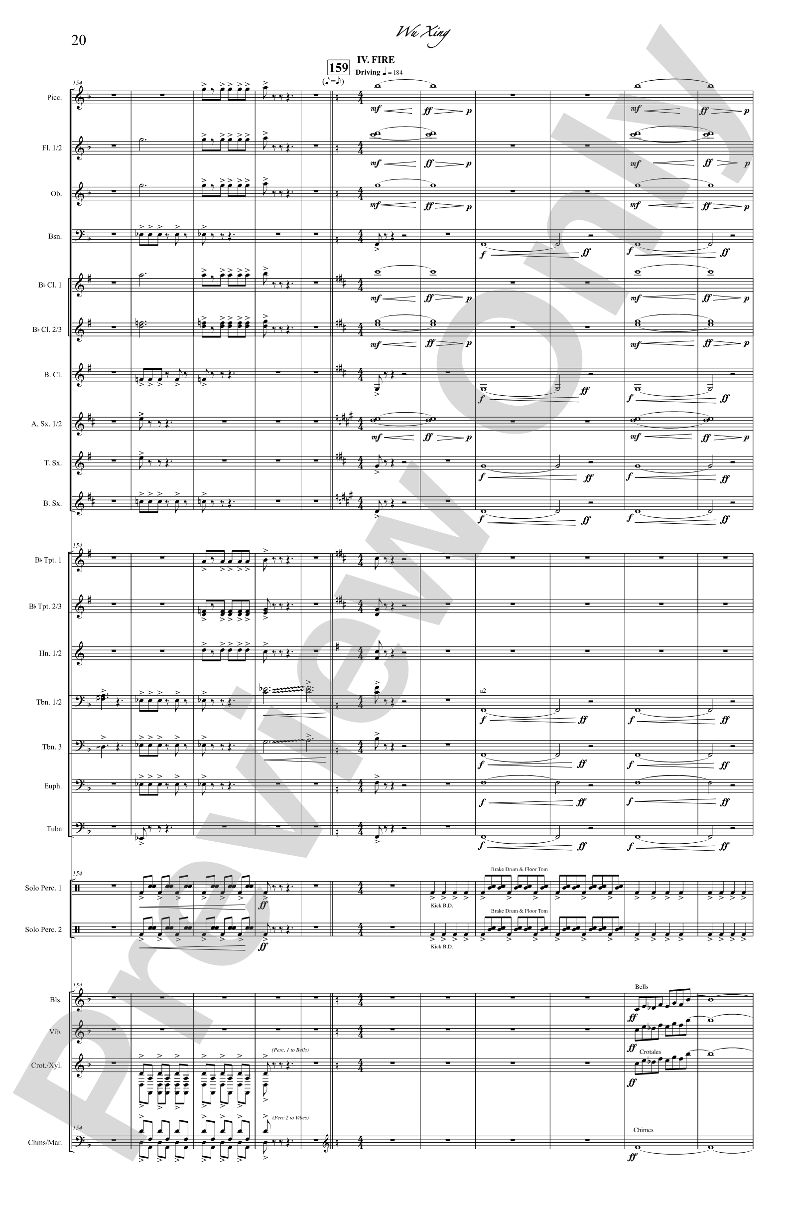 Wu Xing: Concert Band Conductor Score & Parts