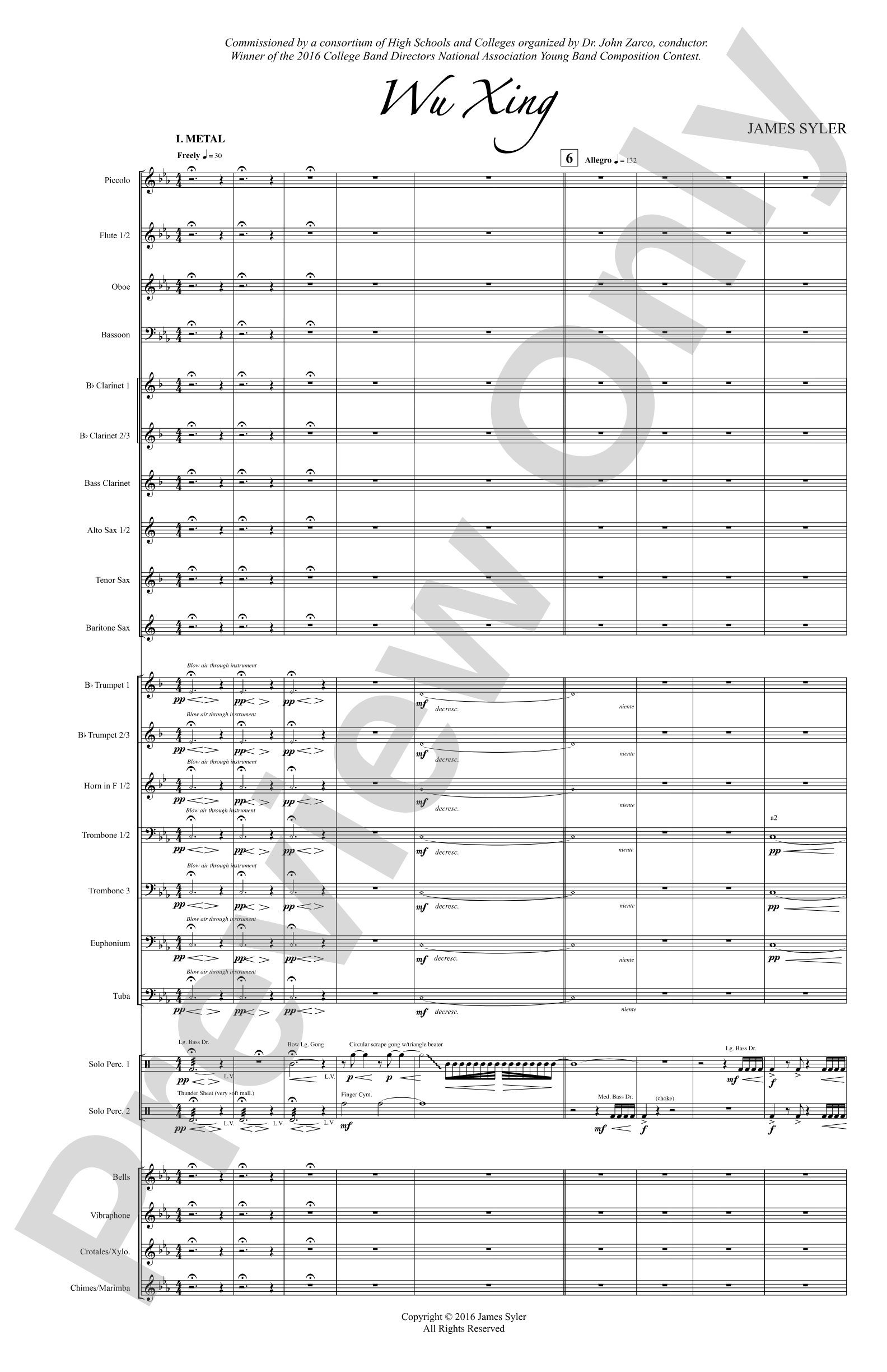 Wu Xing: Concert Band Conductor Score & Parts