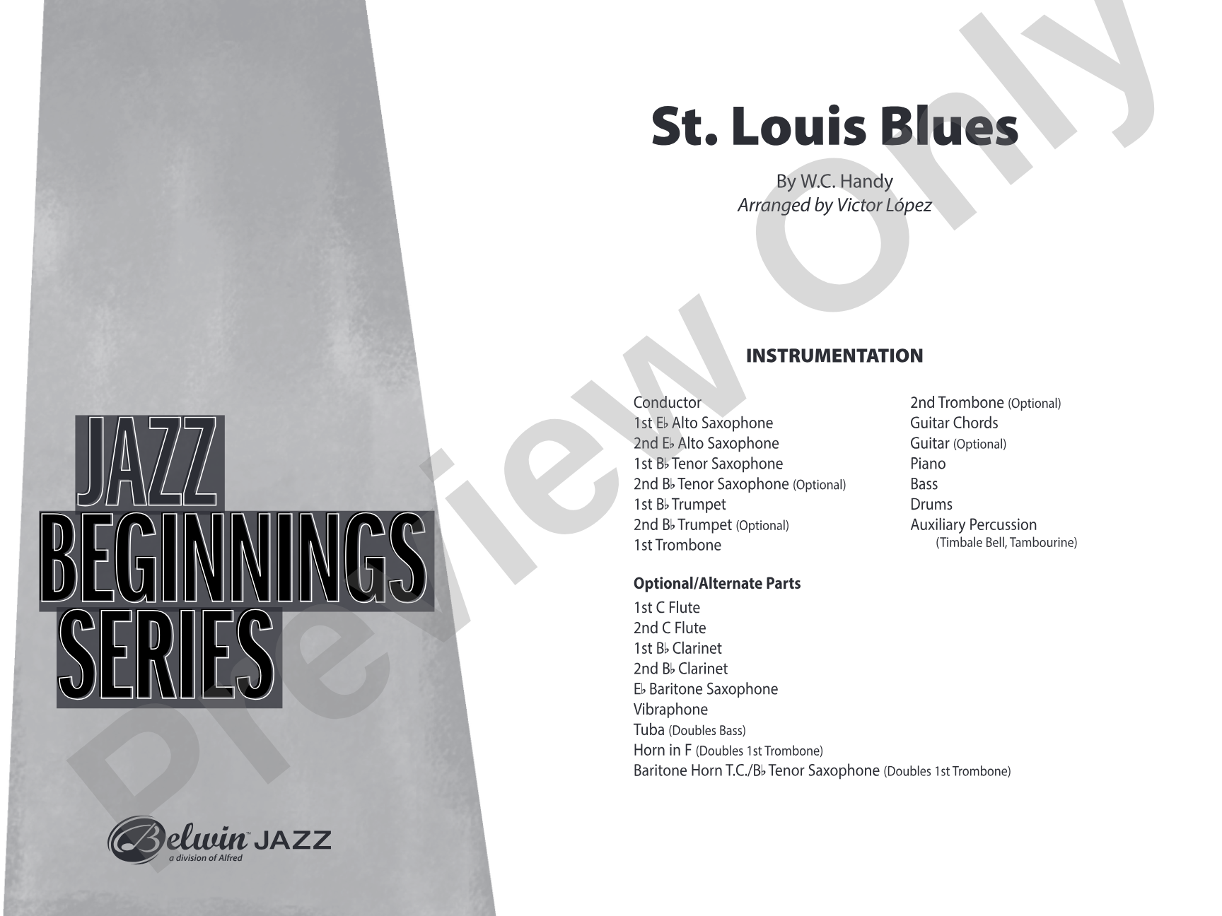 St. Louis Blues: Jazz Ensemble Conductor Score & Parts