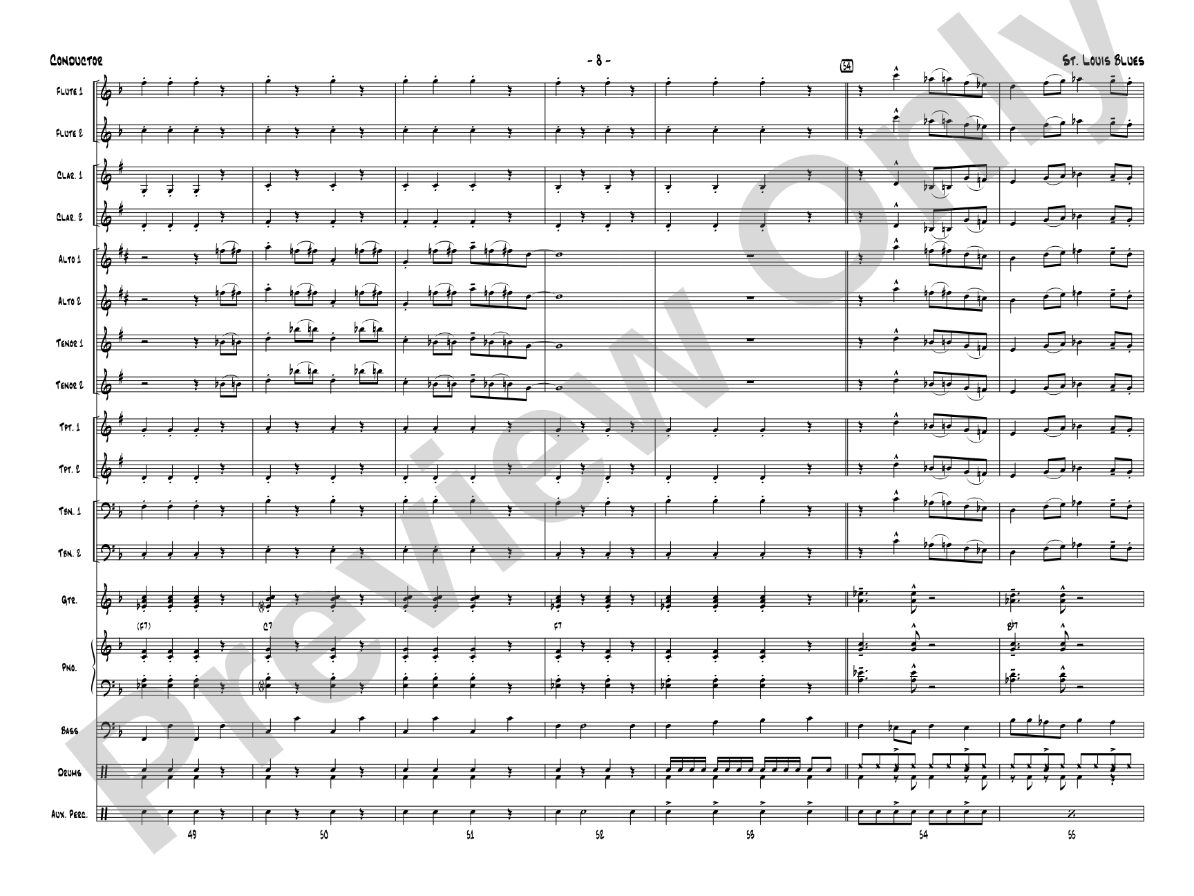 St. Louis Blues: Jazz Ensemble Conductor Score & Parts