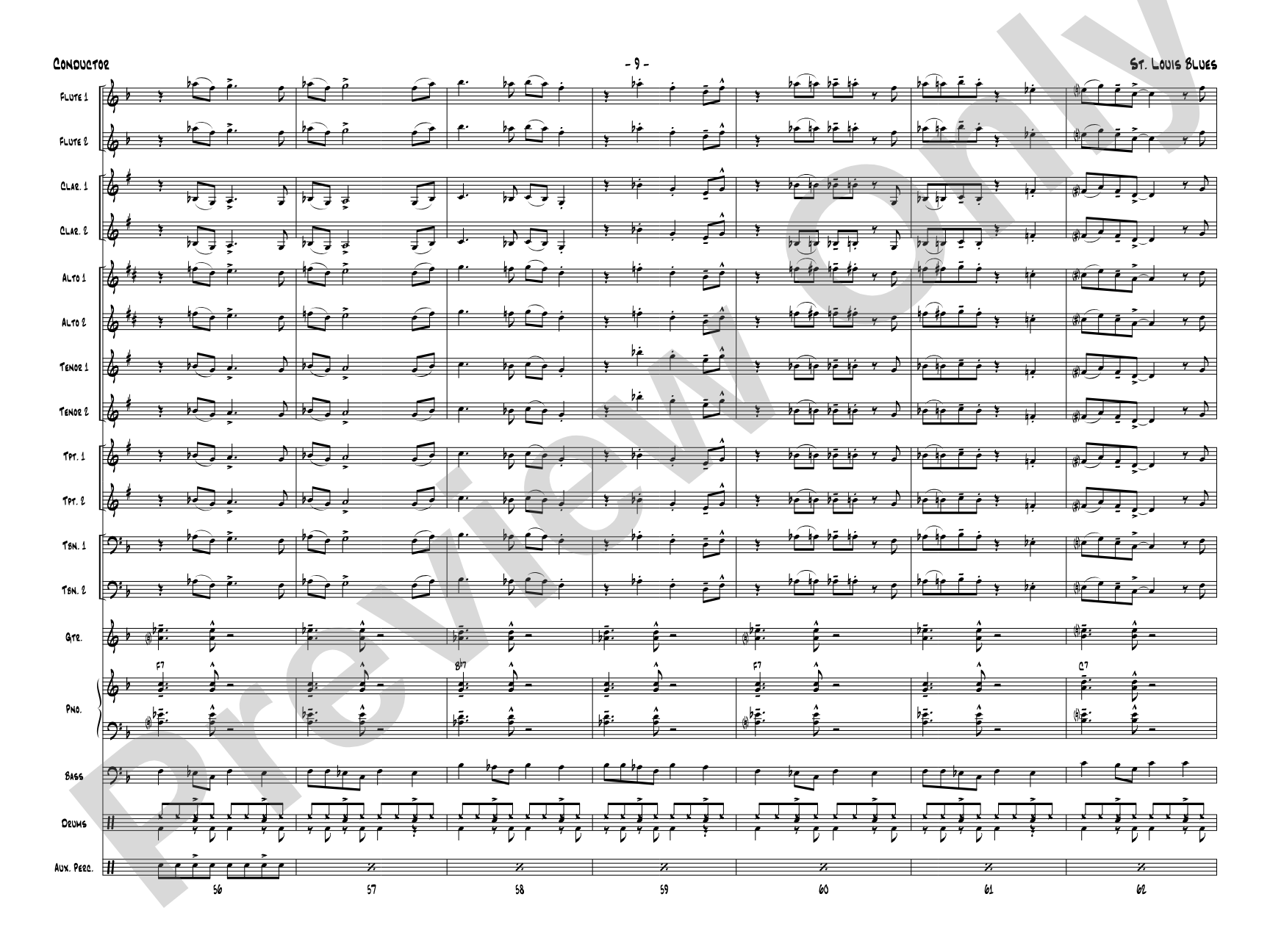 St. Louis Blues: Jazz Ensemble Conductor Score & Parts