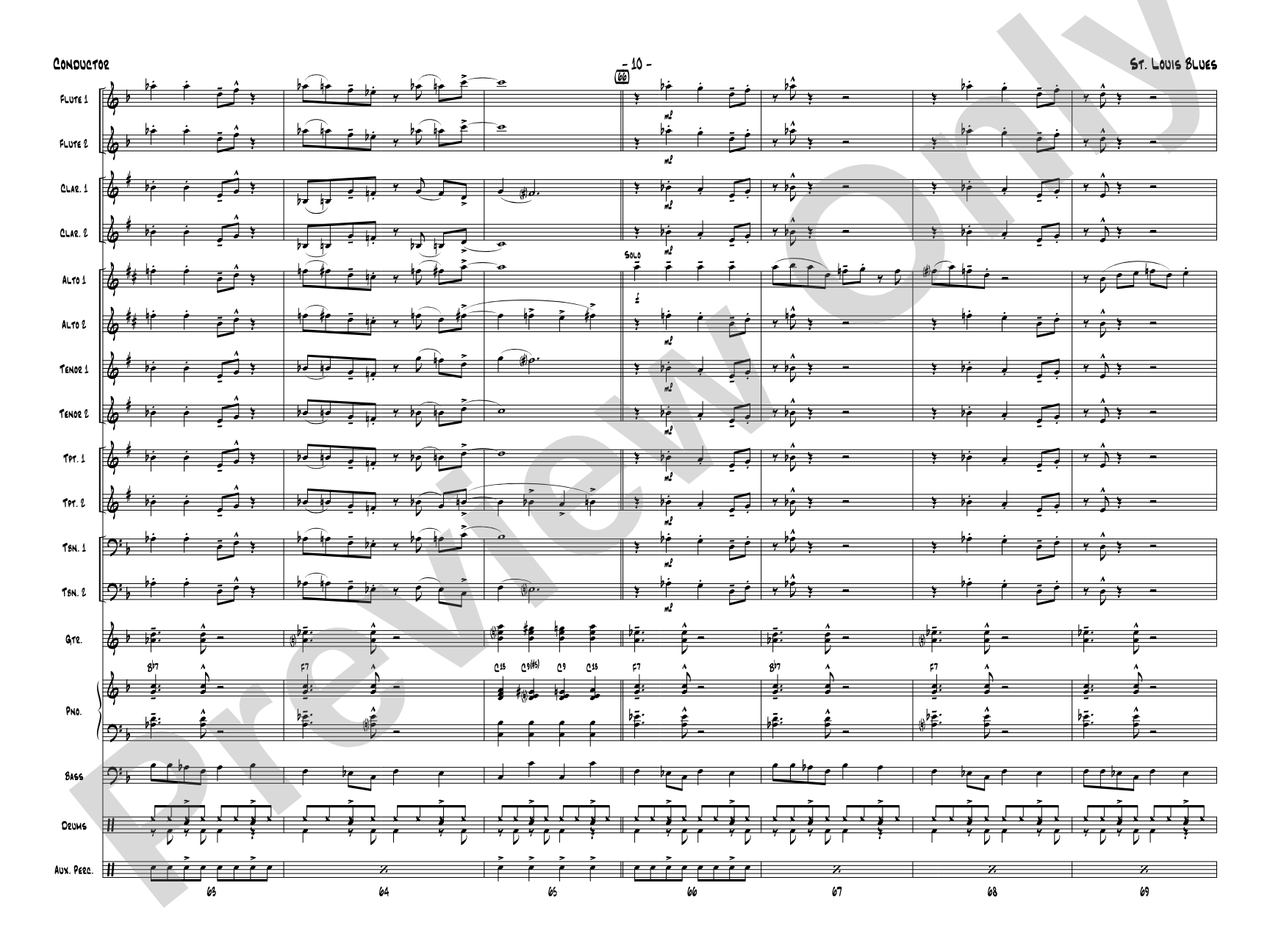 St. Louis Blues: Jazz Ensemble Conductor Score & Parts
