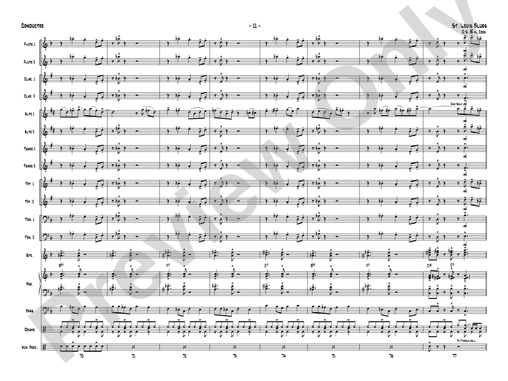 St. Louis Blues: Jazz Ensemble Conductor Score & Parts
