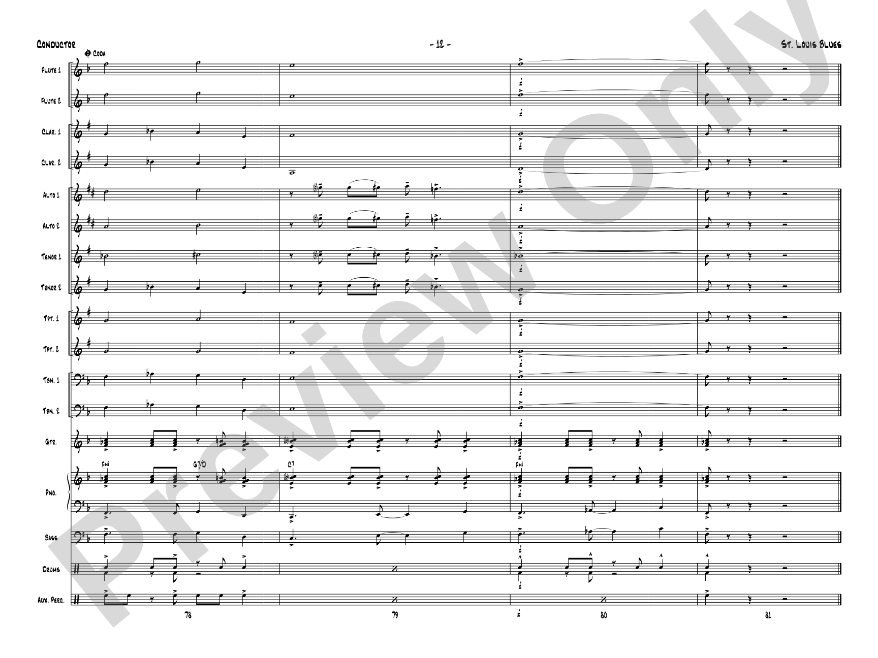 St. Louis Blues: Jazz Ensemble Conductor Score & Parts