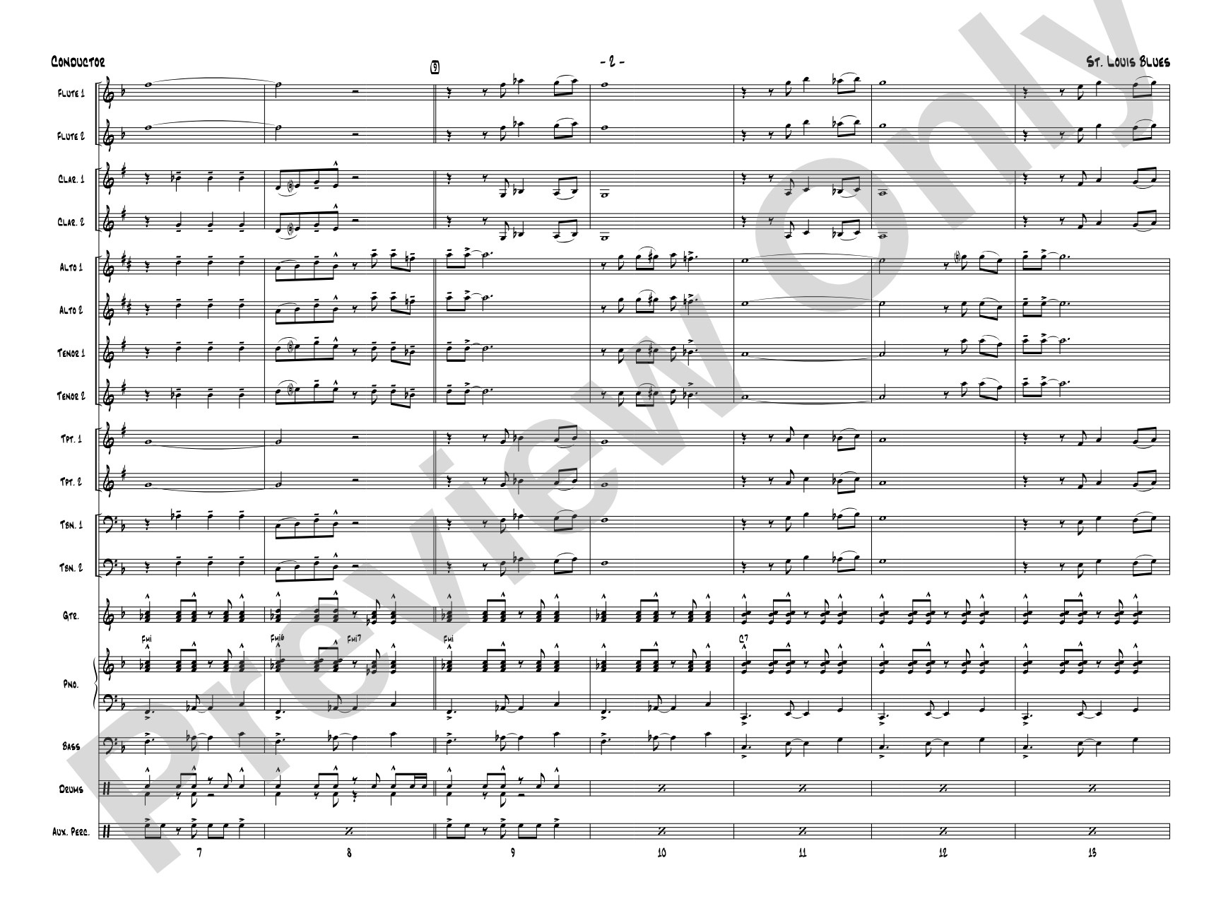St. Louis Blues: Jazz Ensemble Conductor Score & Parts