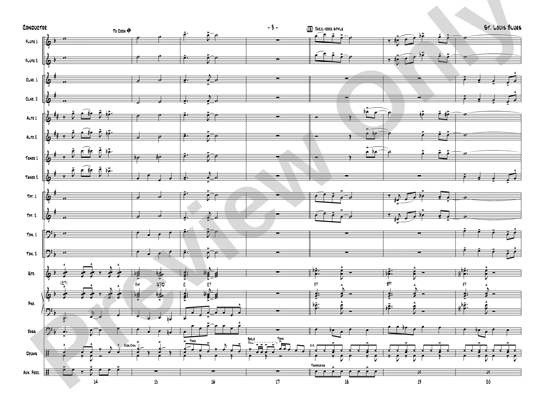 St. Louis Blues: Jazz Ensemble Conductor Score & Parts