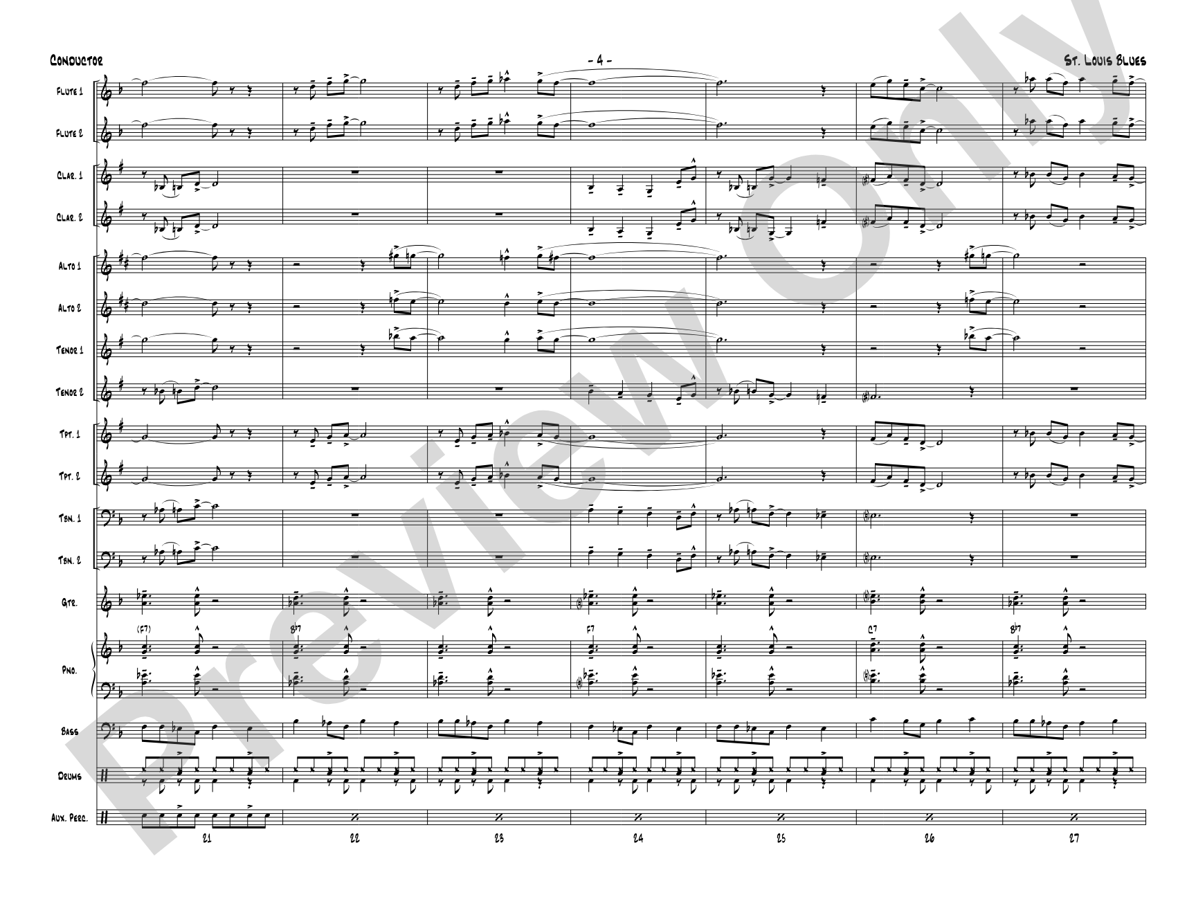 St. Louis Blues: Jazz Ensemble Conductor Score & Parts