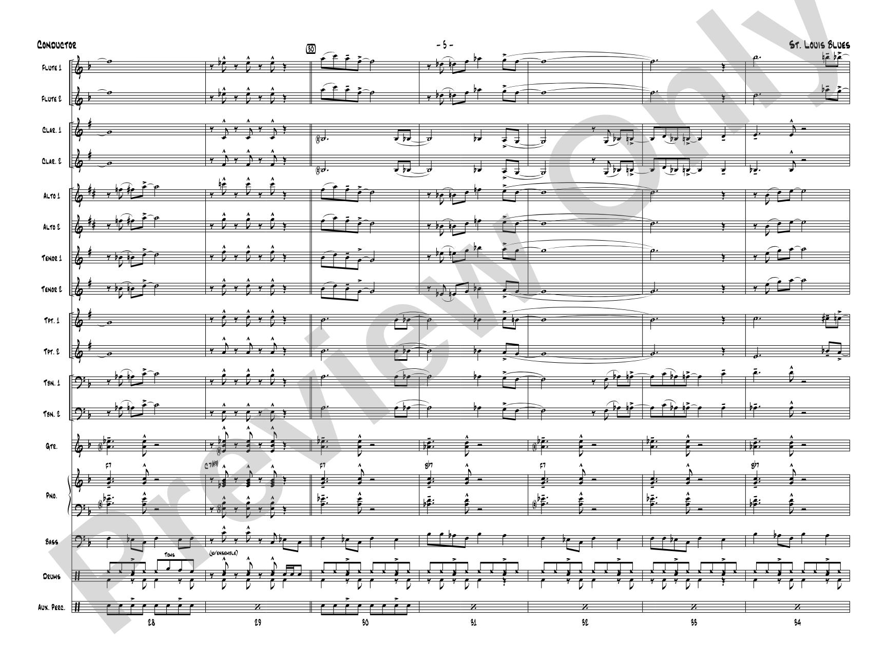 St. Louis Blues: Jazz Ensemble Conductor Score & Parts