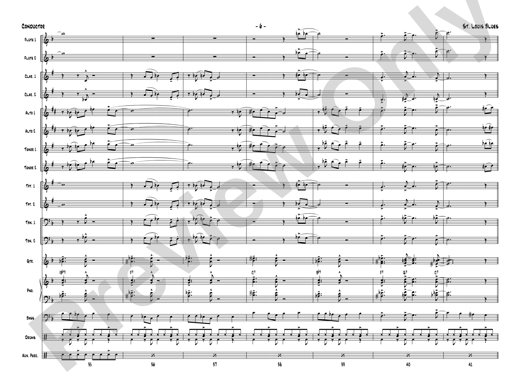 St. Louis Blues: Jazz Ensemble Conductor Score & Parts