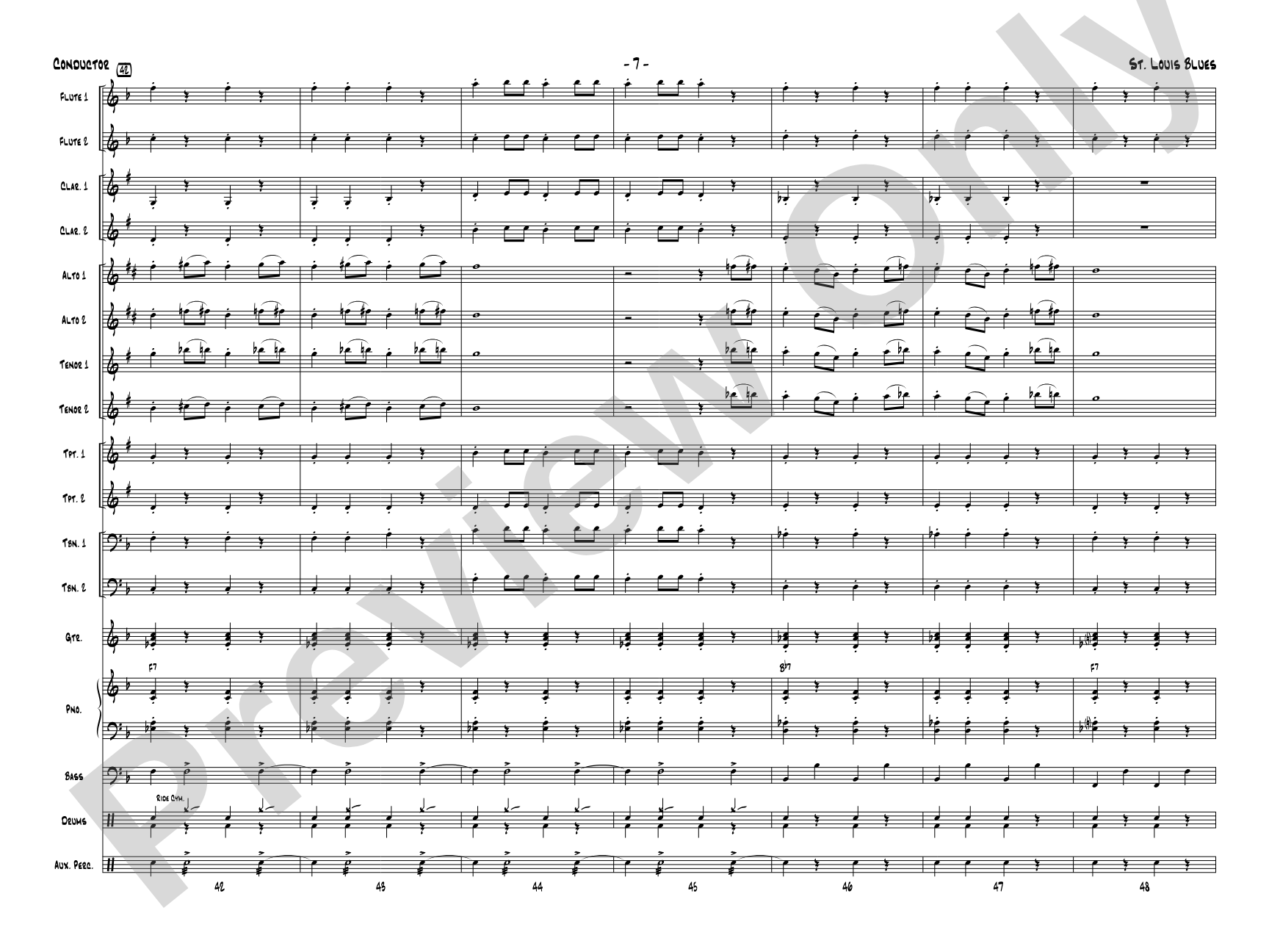 St. Louis Blues: Jazz Ensemble Conductor Score & Parts