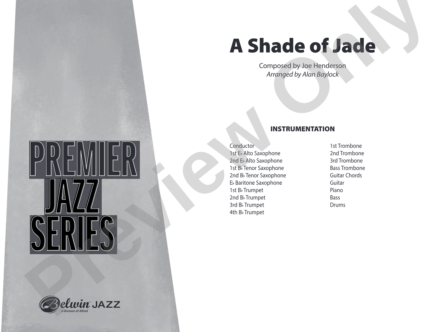 A Shade of Jade: Jazz Ensemble Conductor Score & Parts