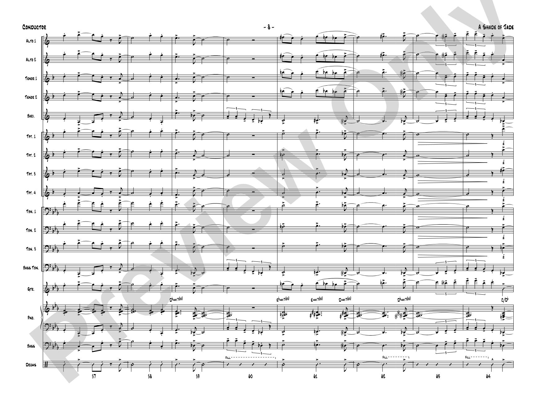 A Shade of Jade: Jazz Ensemble Conductor Score & Parts