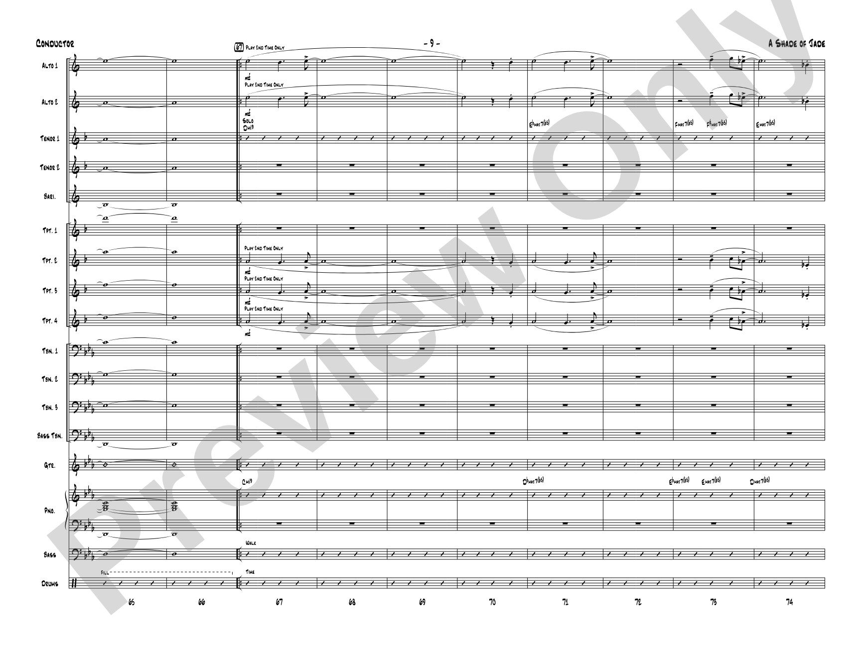 A Shade of Jade: Jazz Ensemble Conductor Score & Parts