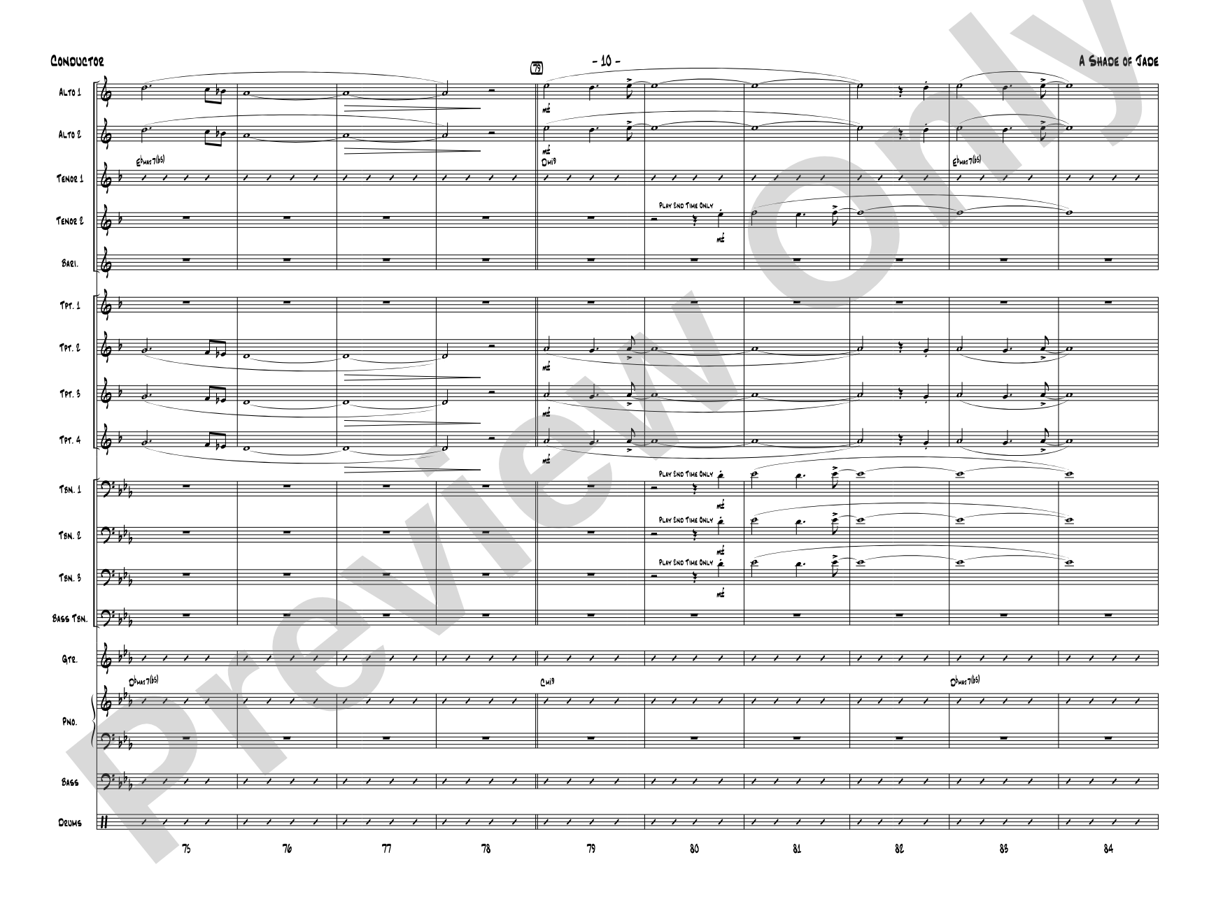 A Shade of Jade: Jazz Ensemble Conductor Score & Parts