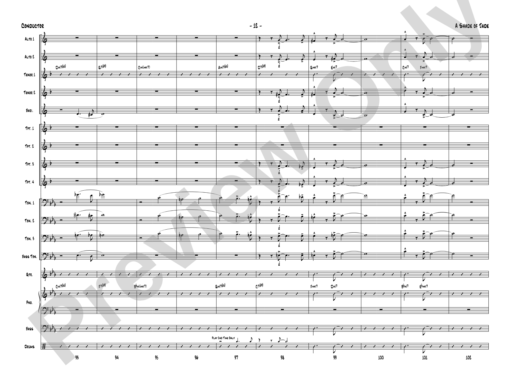 A Shade of Jade: Jazz Ensemble Conductor Score & Parts