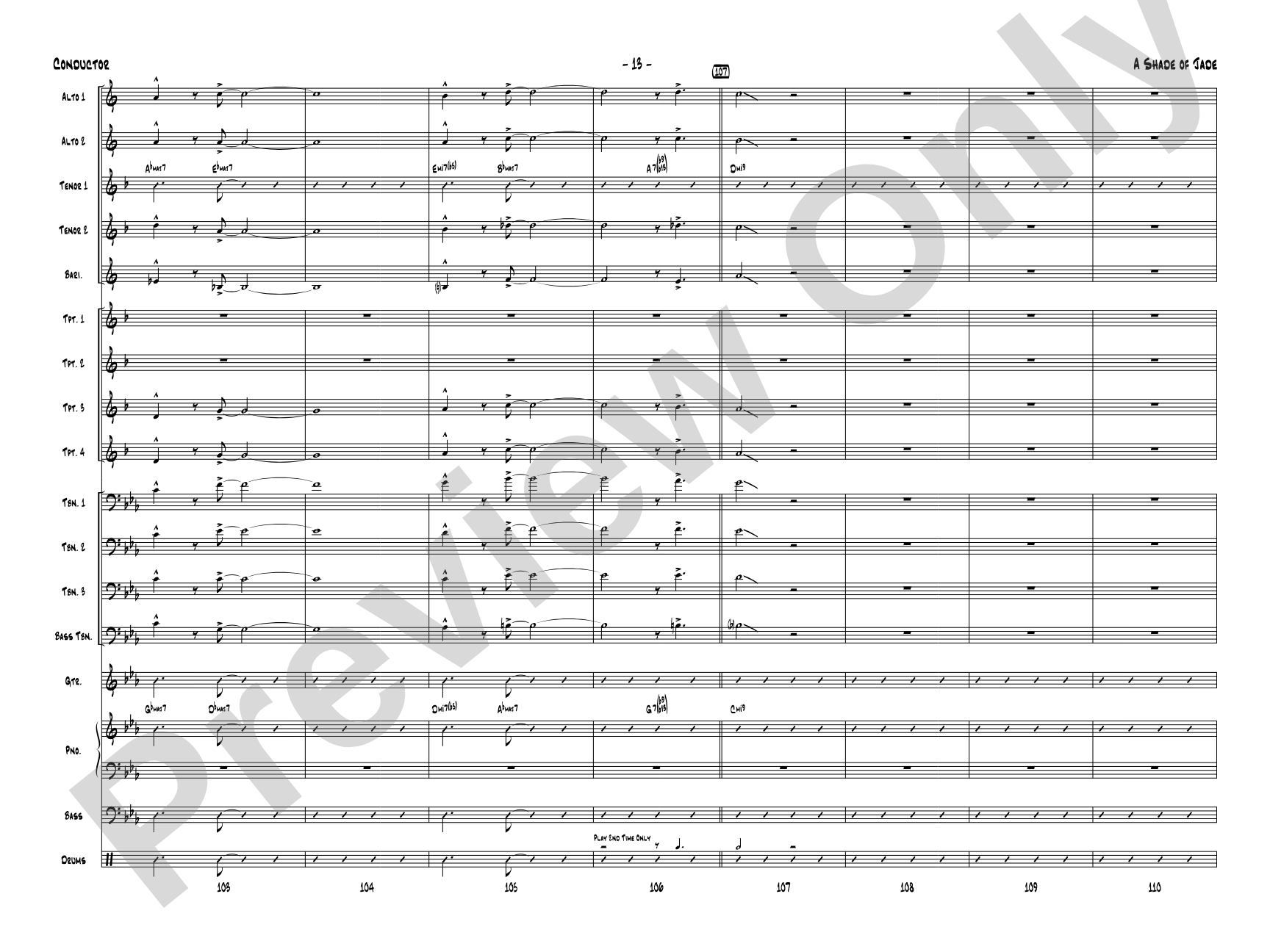 A Shade of Jade: Jazz Ensemble Conductor Score & Parts