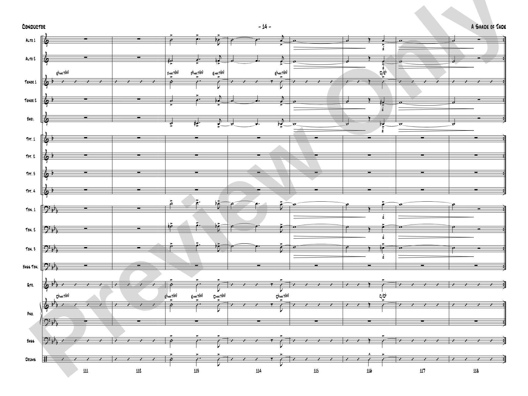 A Shade of Jade: Jazz Ensemble Conductor Score & Parts