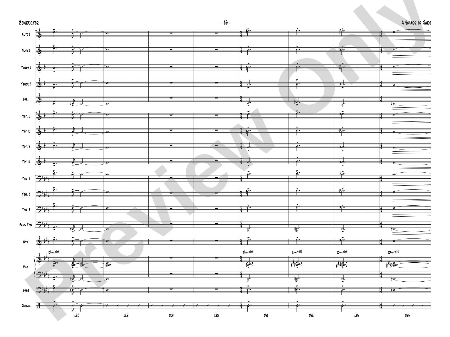 A Shade of Jade: Jazz Ensemble Conductor Score & Parts