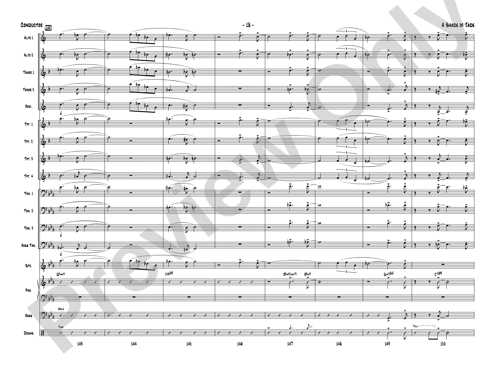 A Shade of Jade: Jazz Ensemble Conductor Score & Parts