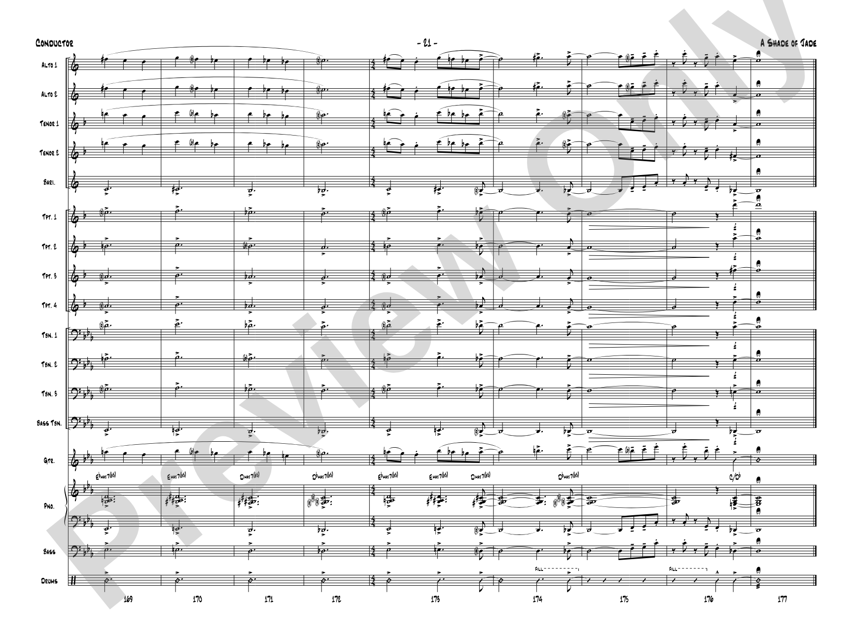 A Shade of Jade: Jazz Ensemble Conductor Score & Parts