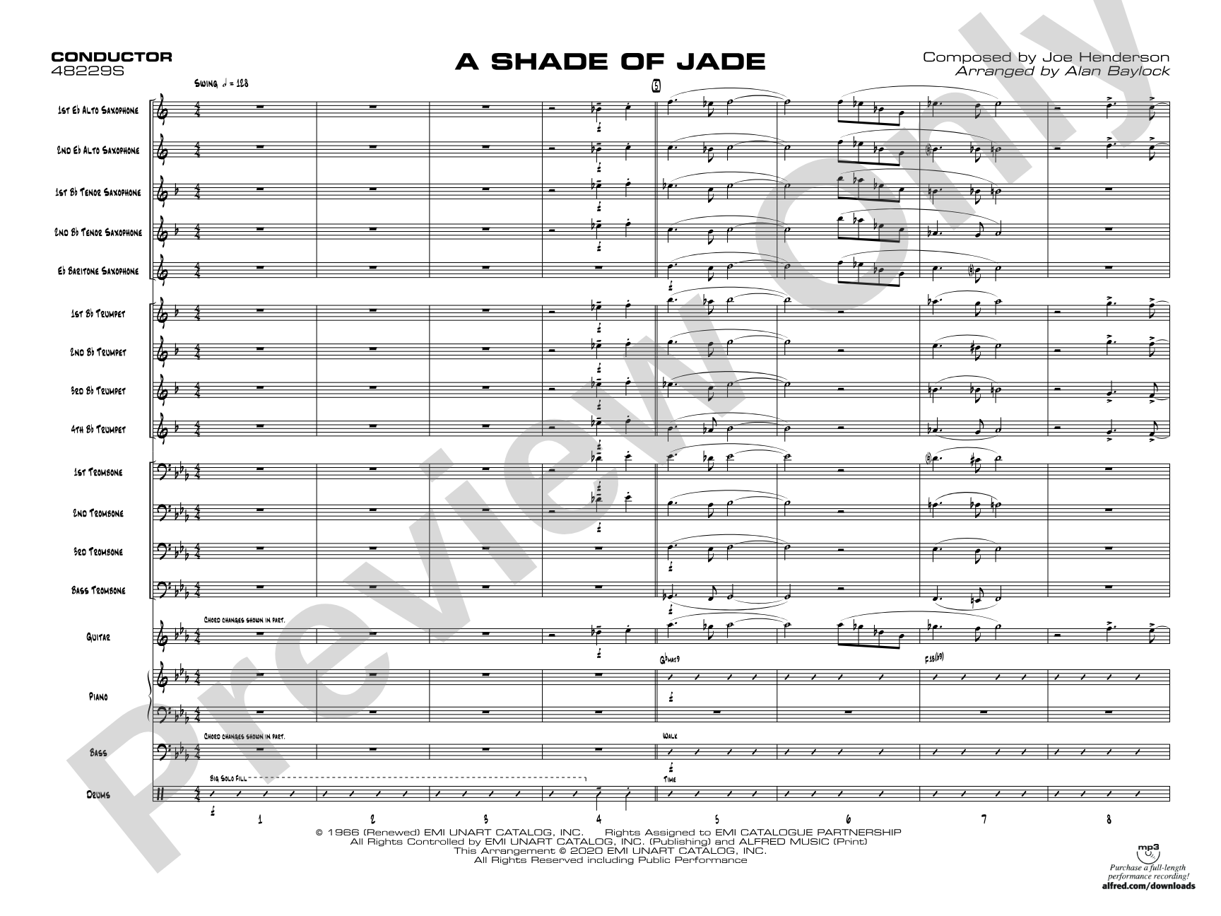 A Shade of Jade: Jazz Ensemble Conductor Score & Parts