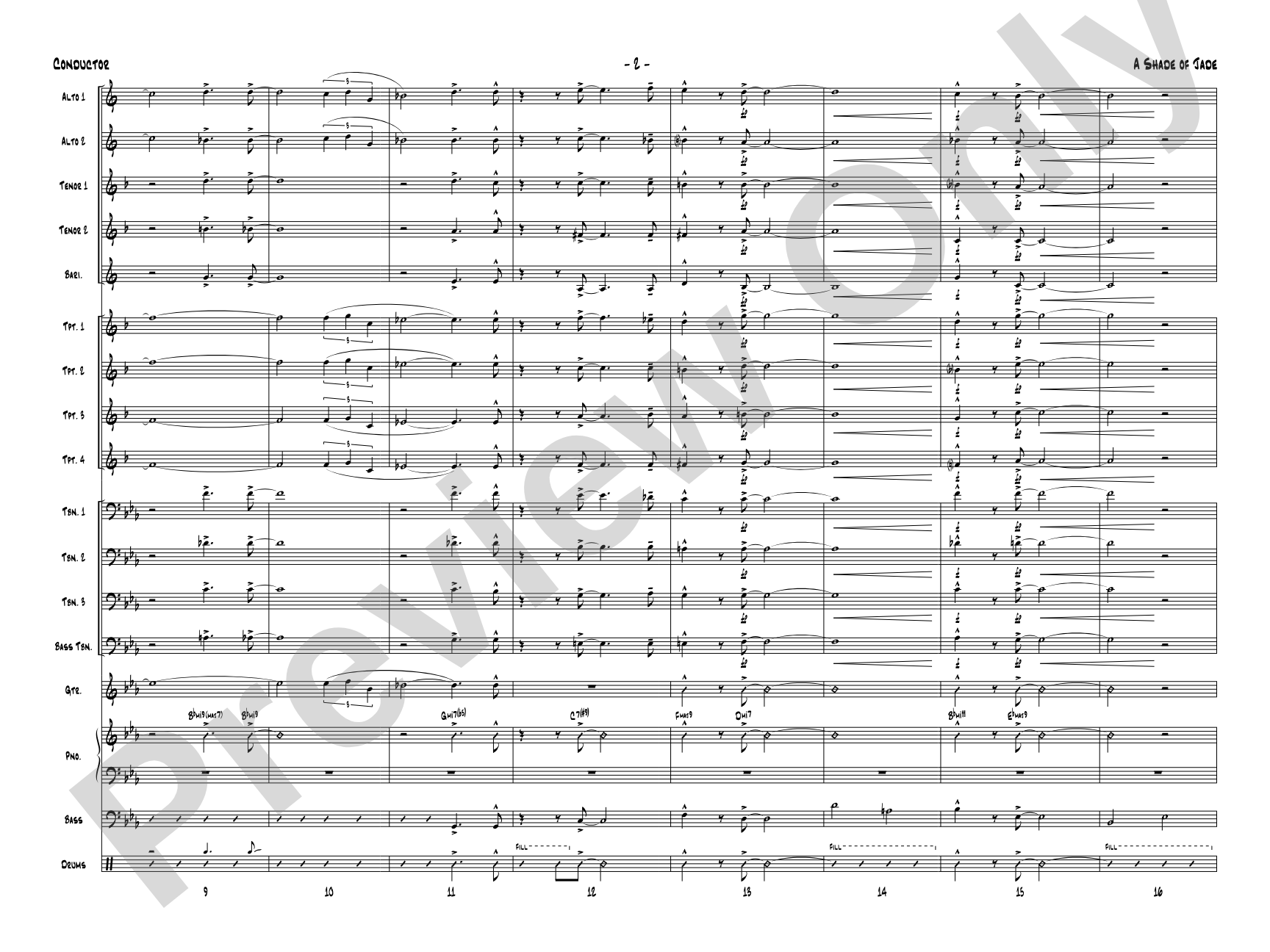 A Shade of Jade: Jazz Ensemble Conductor Score & Parts