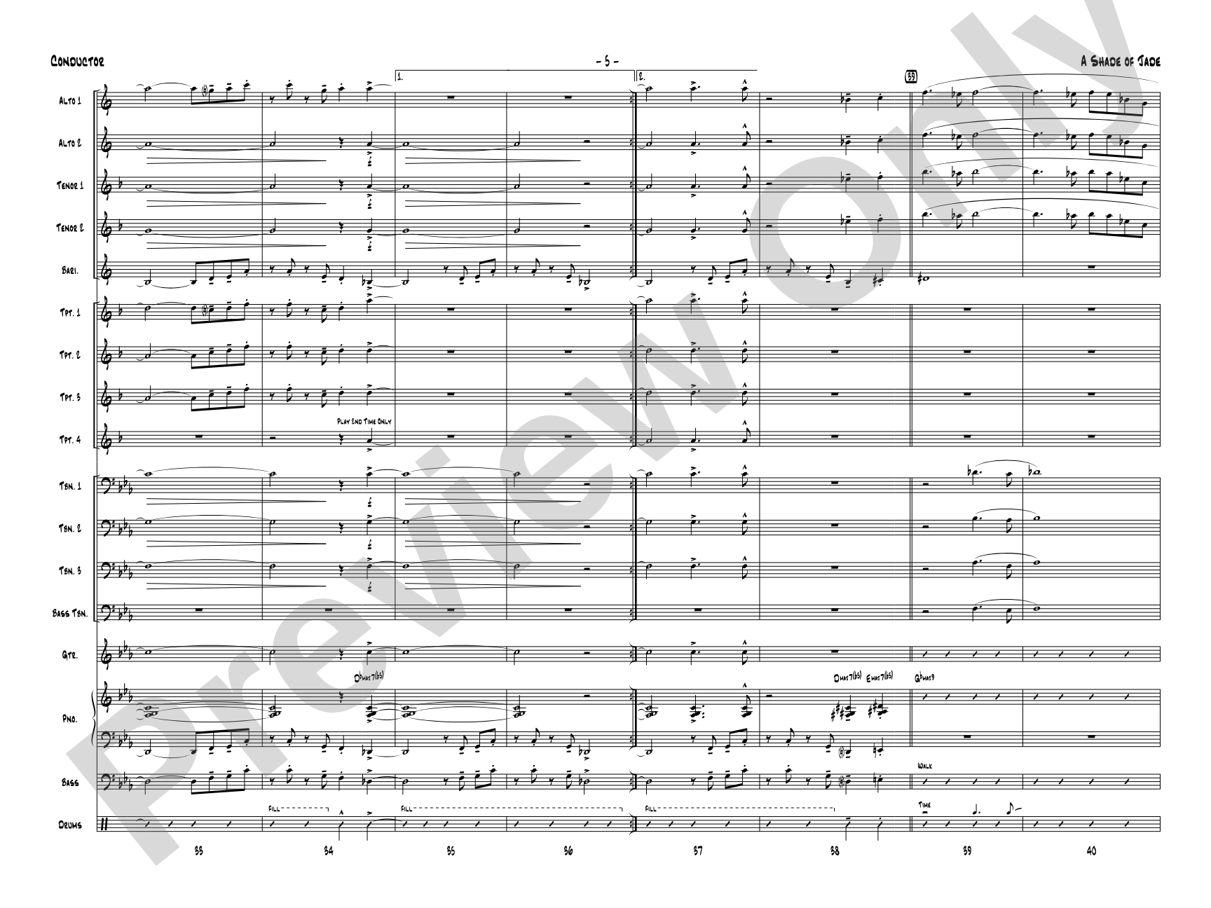A Shade of Jade: Jazz Ensemble Conductor Score & Parts