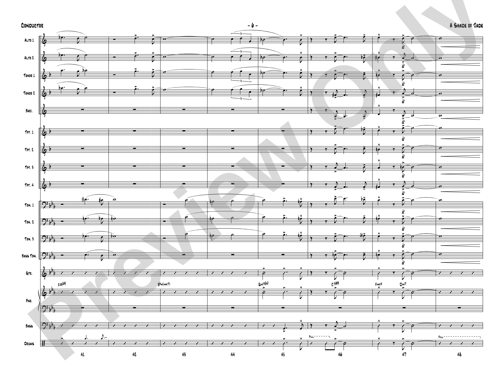 A Shade of Jade: Jazz Ensemble Conductor Score & Parts