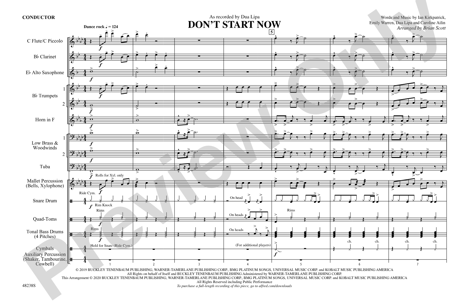 Don't Start Now: Marching Band Conductor Score & Parts