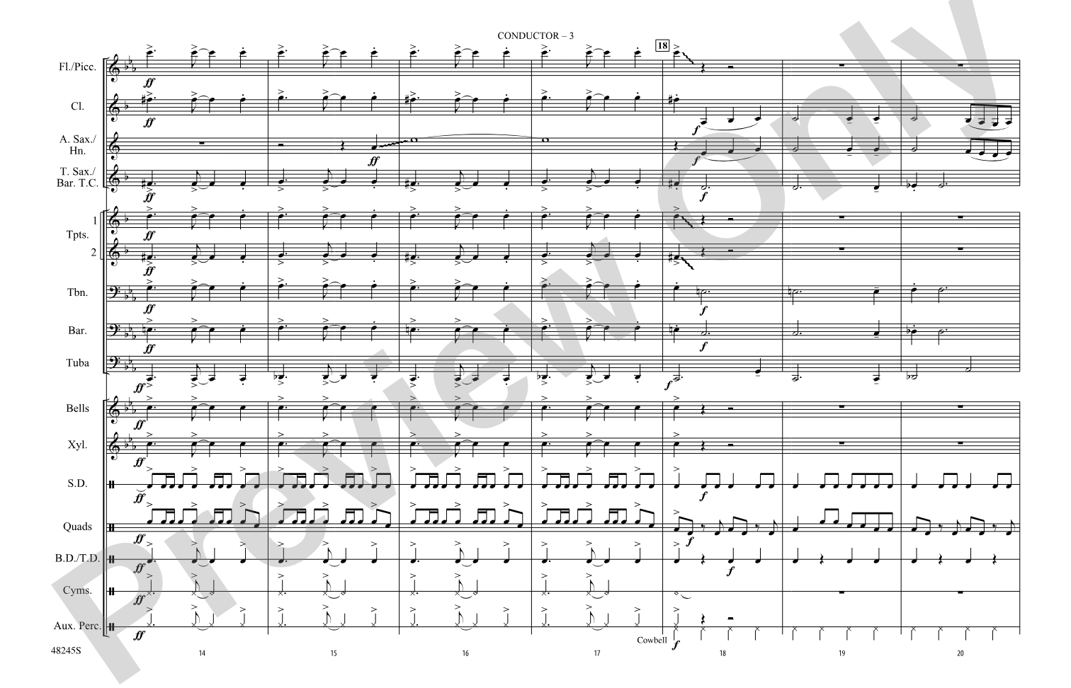 Malagueña: Marching Band Conductor Score & Parts