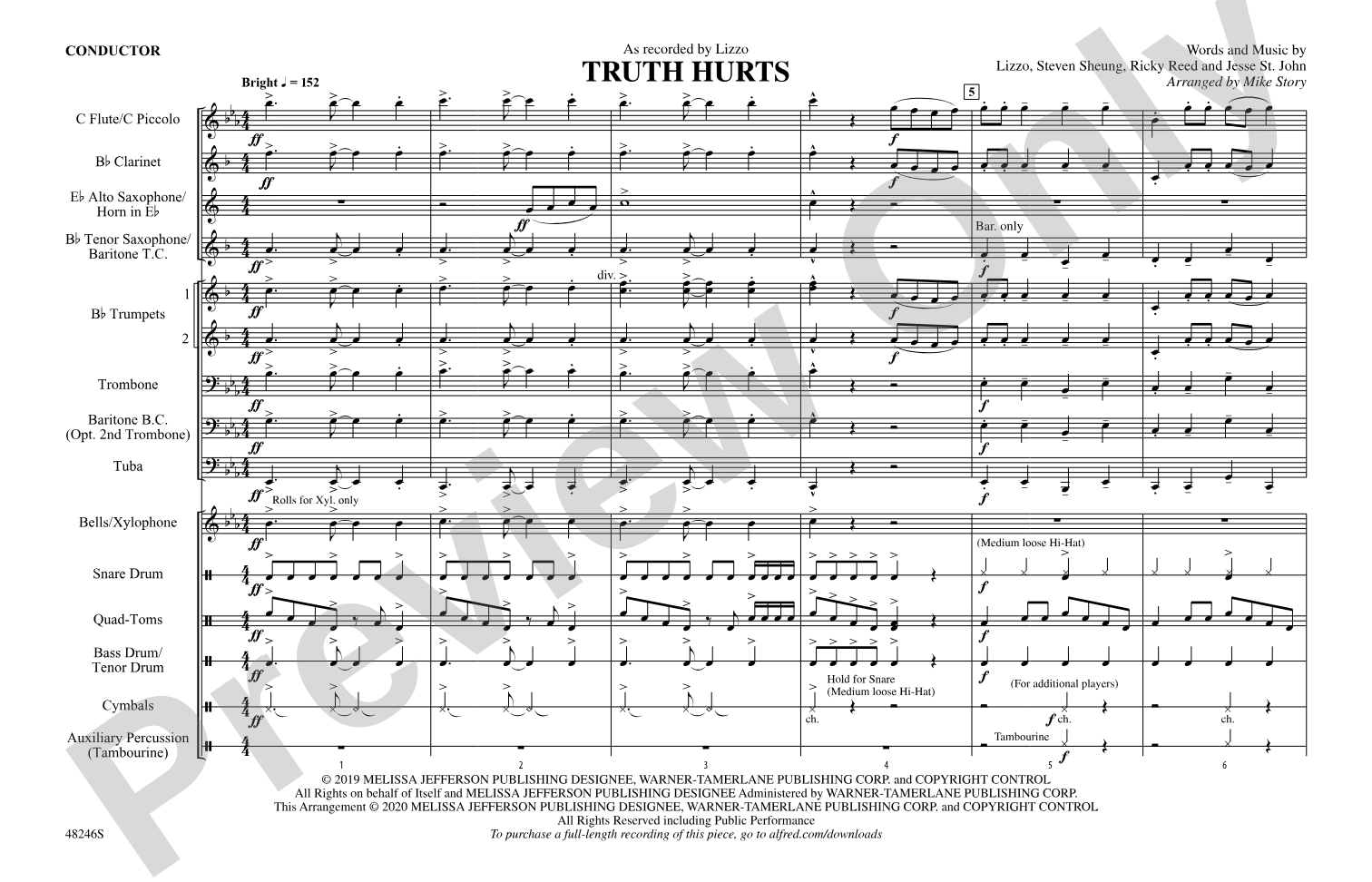 Truth Hurts: Marching Band Conductor Score & Parts