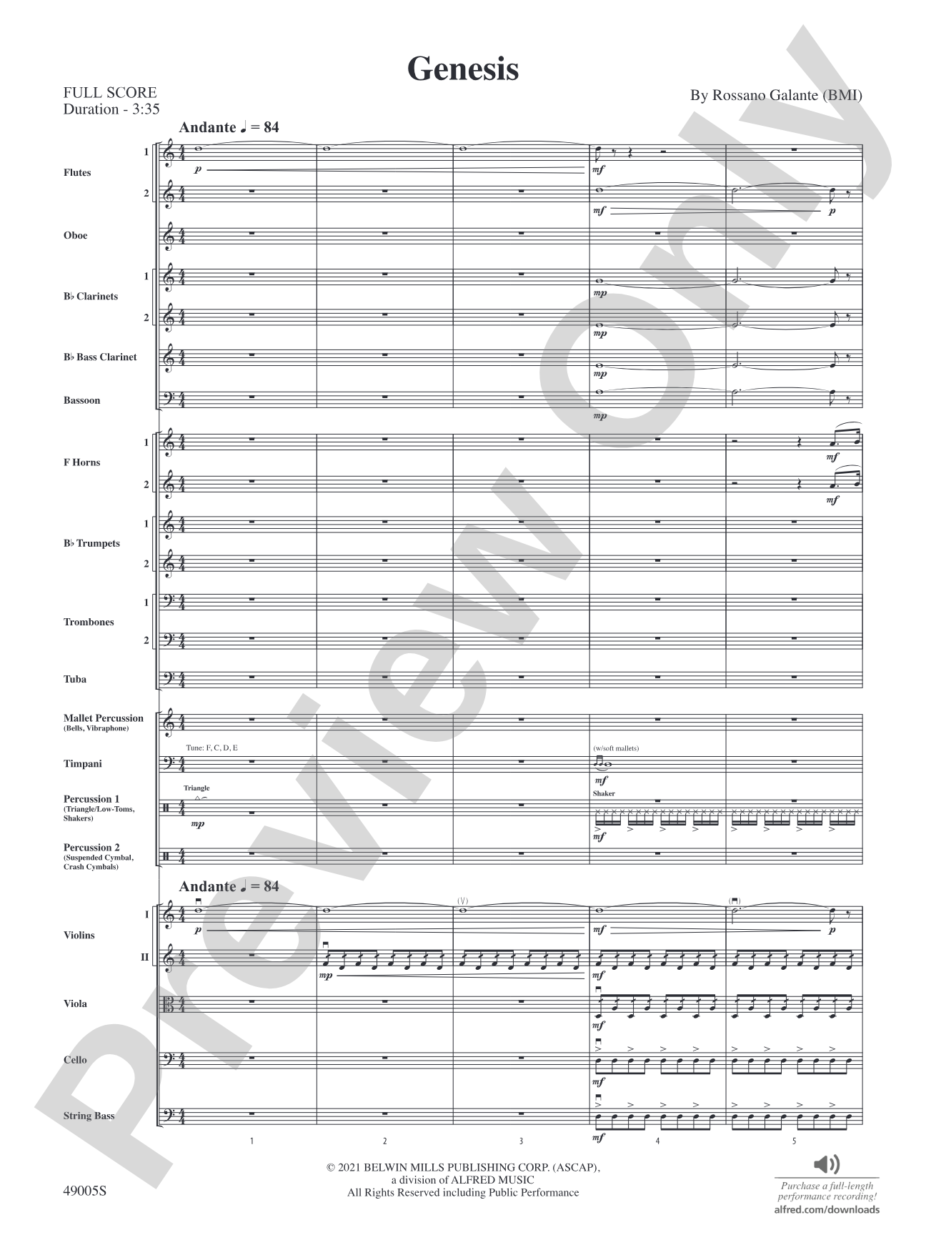 Genesis: Full Orchestra Conductor Score & Parts