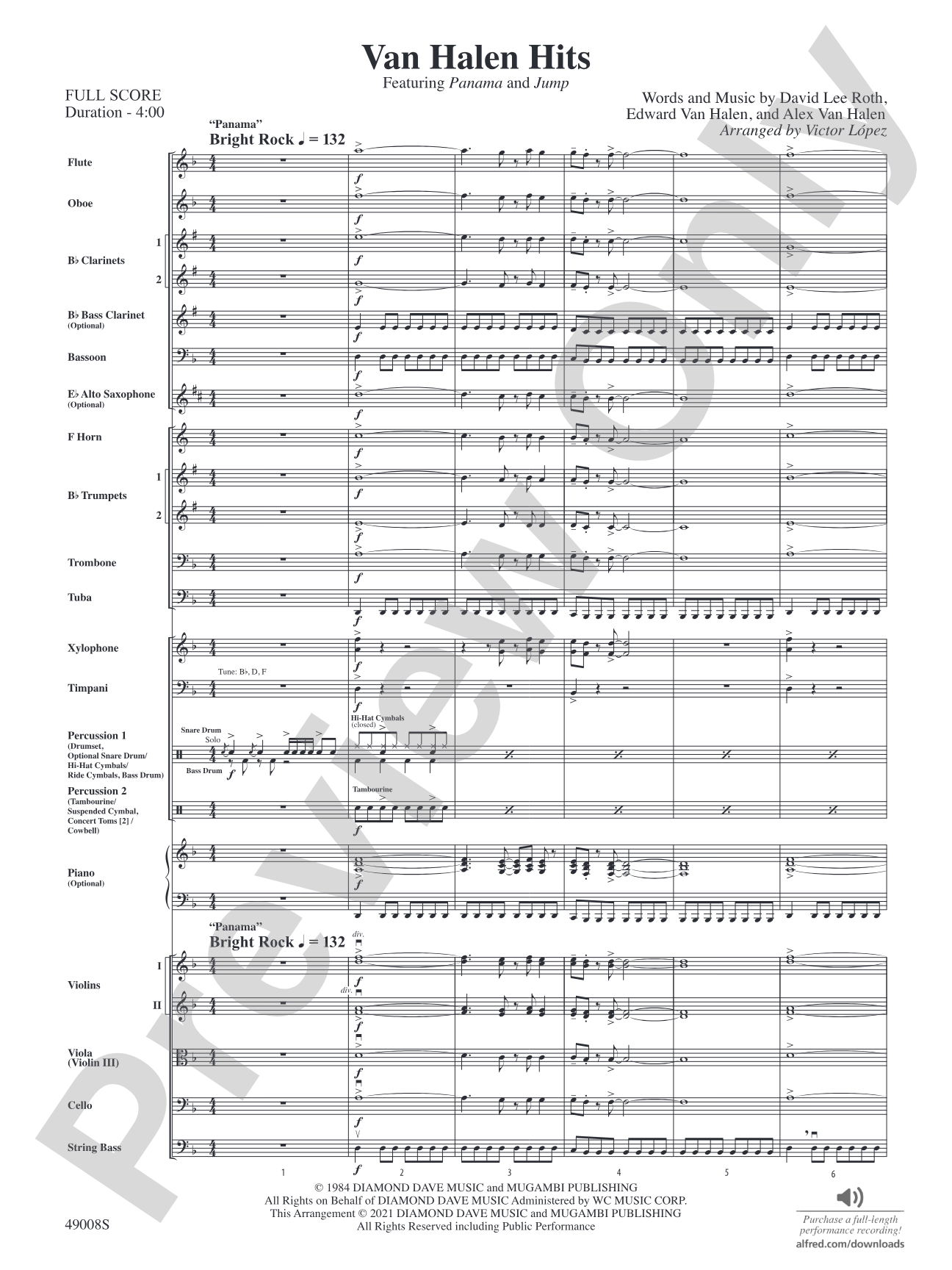 Van Halen Hits: Full Orchestra Conductor Score & Parts