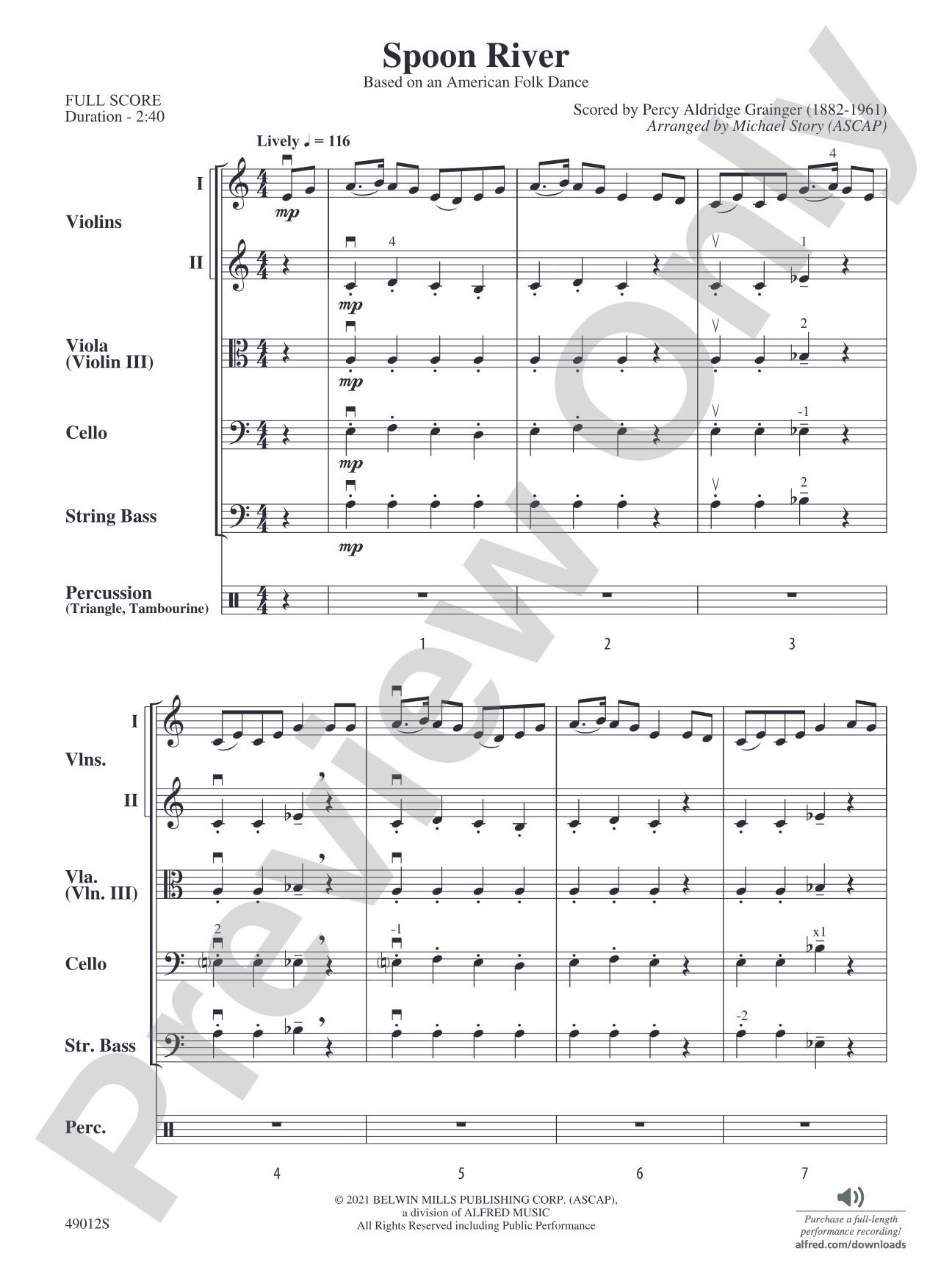 Spoon River: String Orchestra Conductor Score & Parts